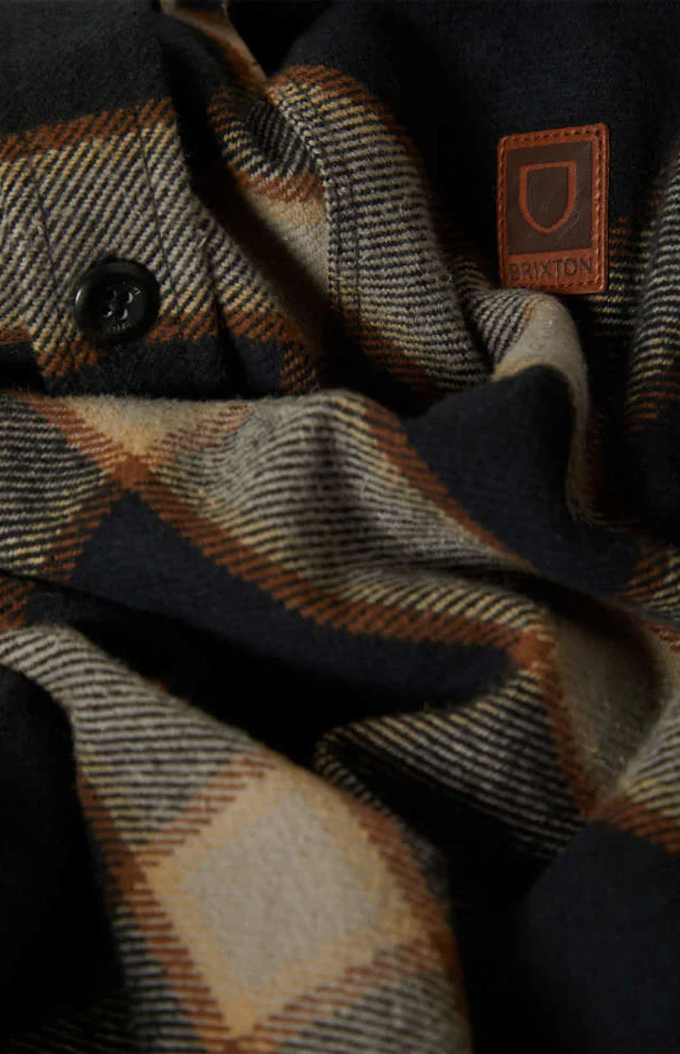 Brixton Bowery Heavy Weight L/S Flannel - Black / Cream - Image 3