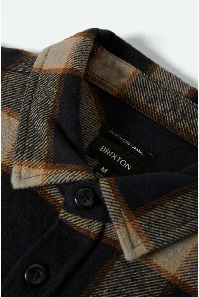 Brixton Bowery Heavy Weight L/S Flannel - Black / Cream - Image 4