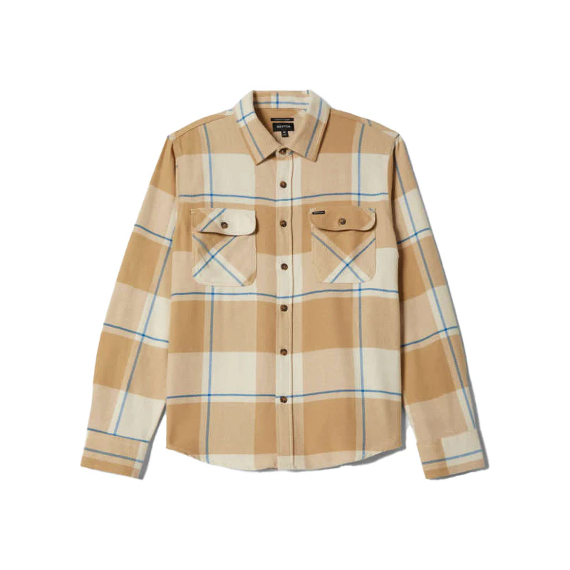Brixton Bowery L/S Flannel - White / Sand / Cyber Blue