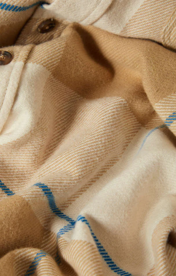 Brixton Bowery L/S Flannel - White / Sand / Cyber Blue - Image 4