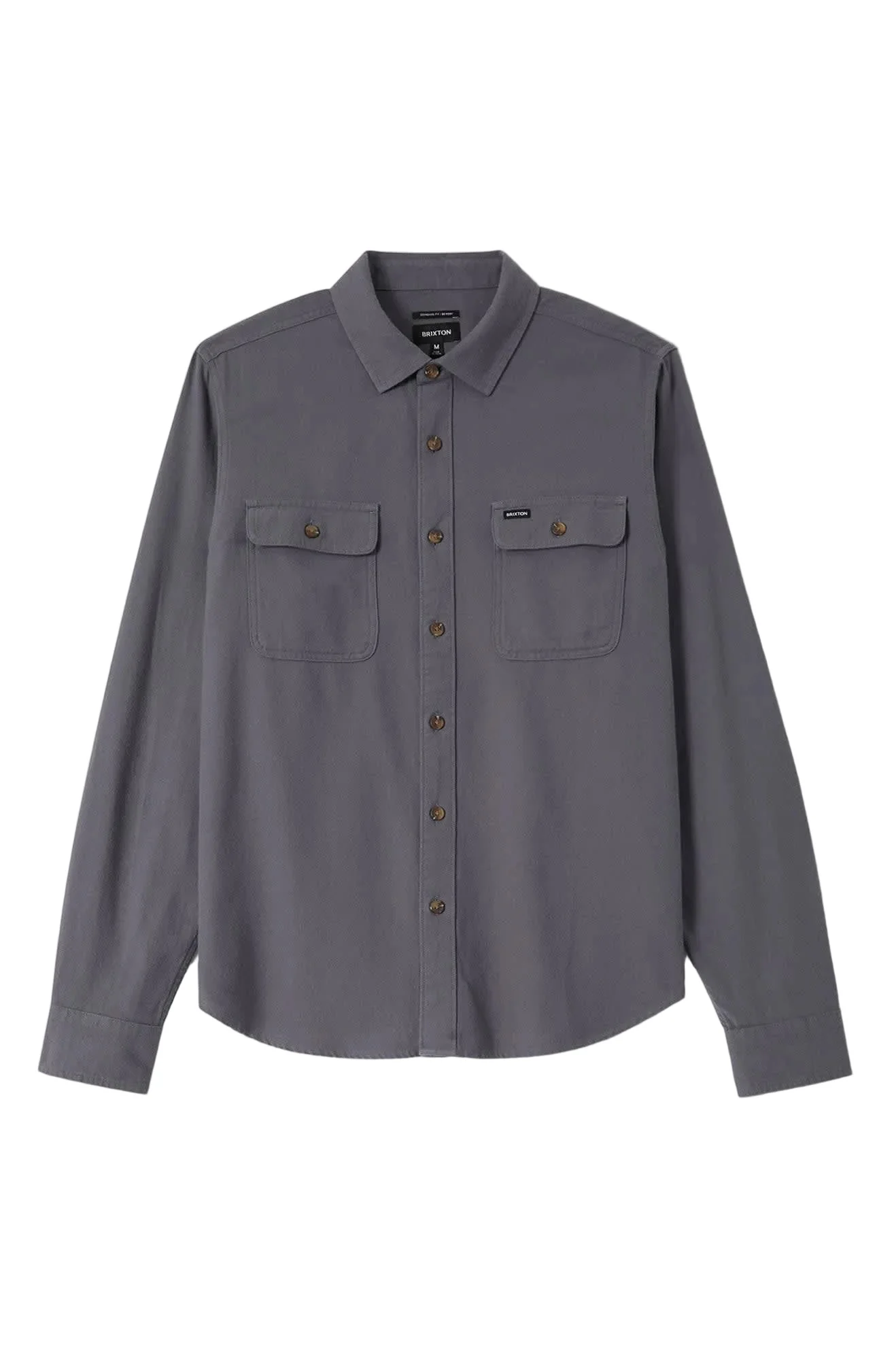 Brixton Bowery Lightweight Ultra Soft L/S Flannel - Future Grey