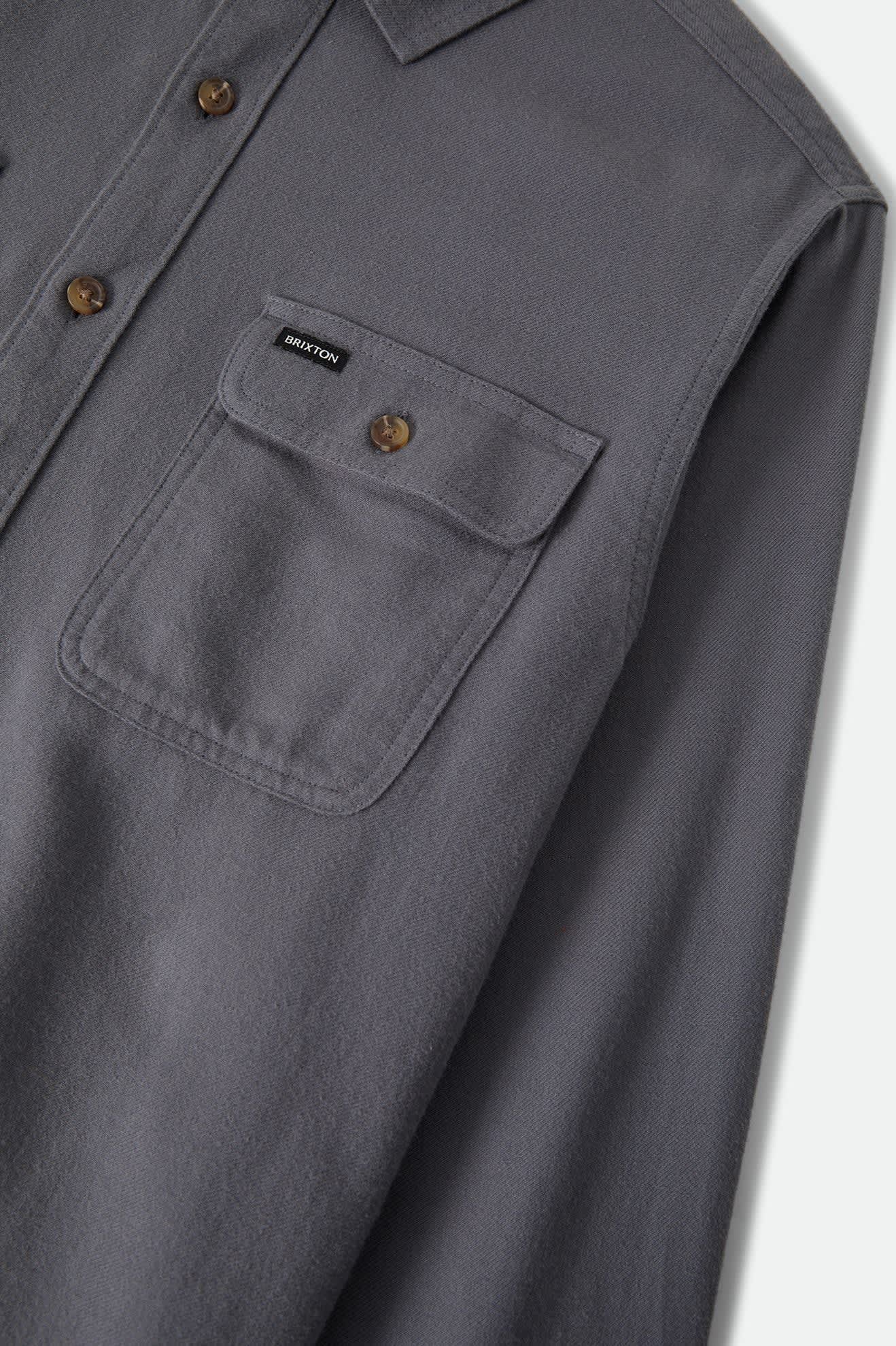 Brixton Bowery Lightweight Ultra Soft L/S Flannel - Future Grey - Image 4