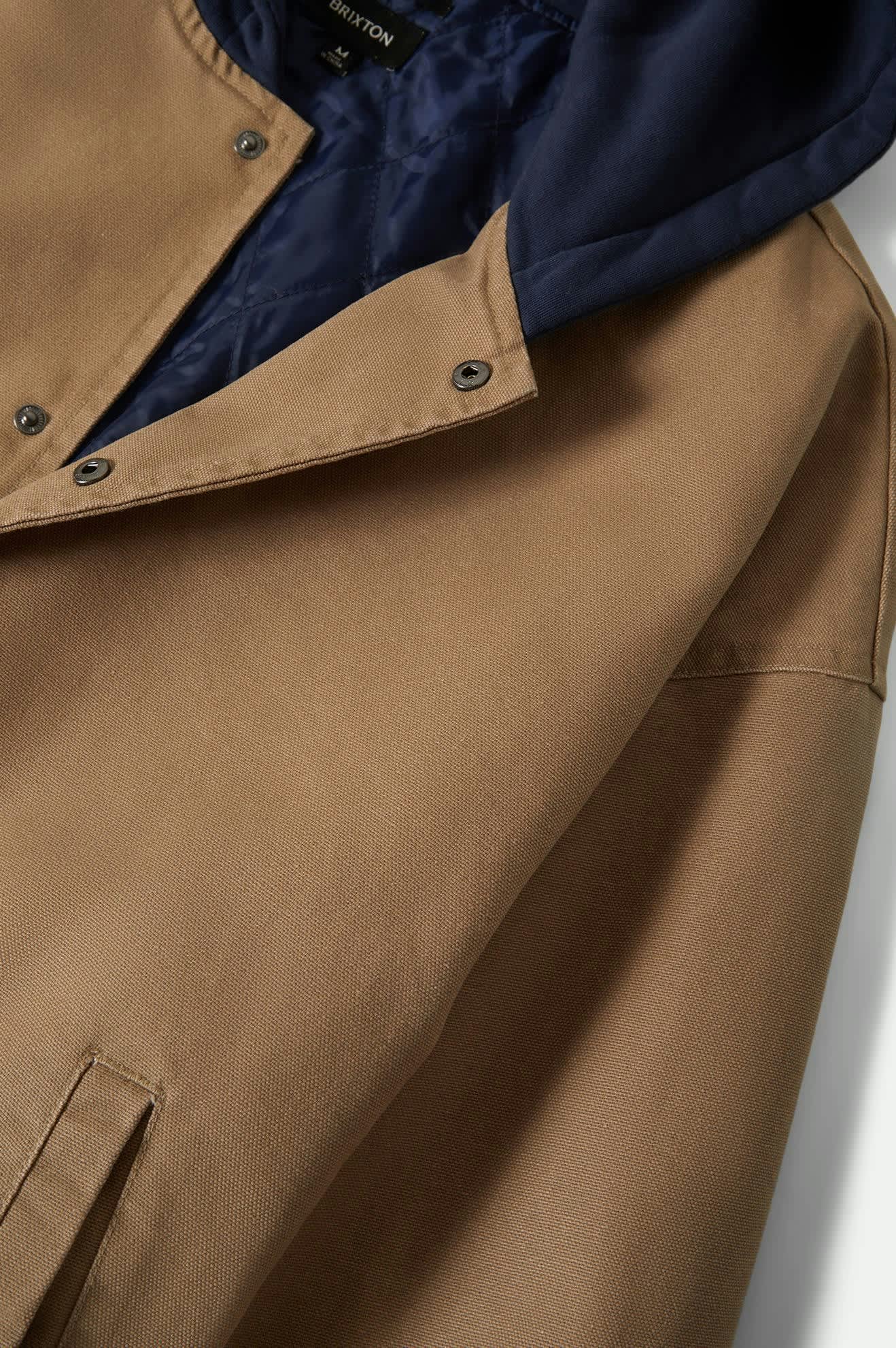 Brixton Canvas Hooded Bomber Jacket - Khaki / Indigo - Image 4