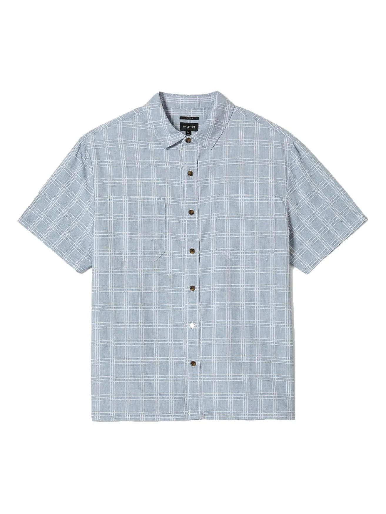 Brixton - Cru Oxford Plaid S/S Woven - Light Blue / White Plaid