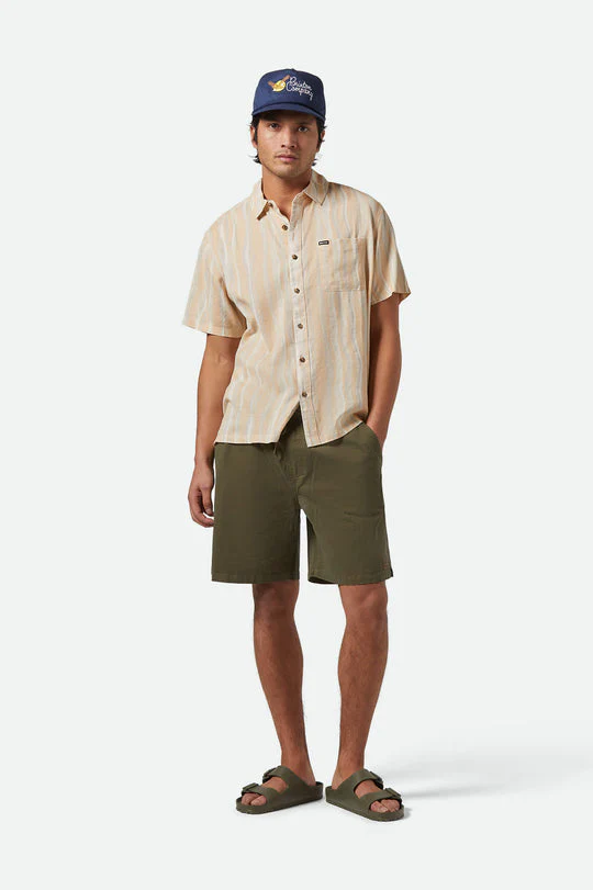 Brixton - Cru Slub S/S Woven - Hazelnut / Painterly Stripe - Image 3