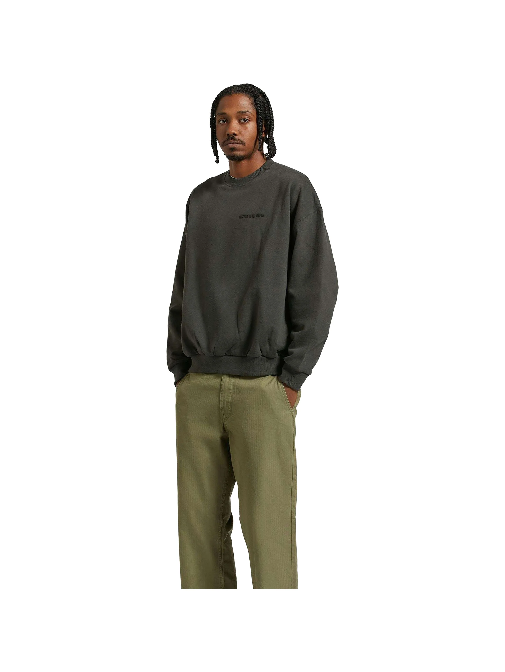 Brixton Embroidered Heavy Weight Crew - Washed Black - Image 2