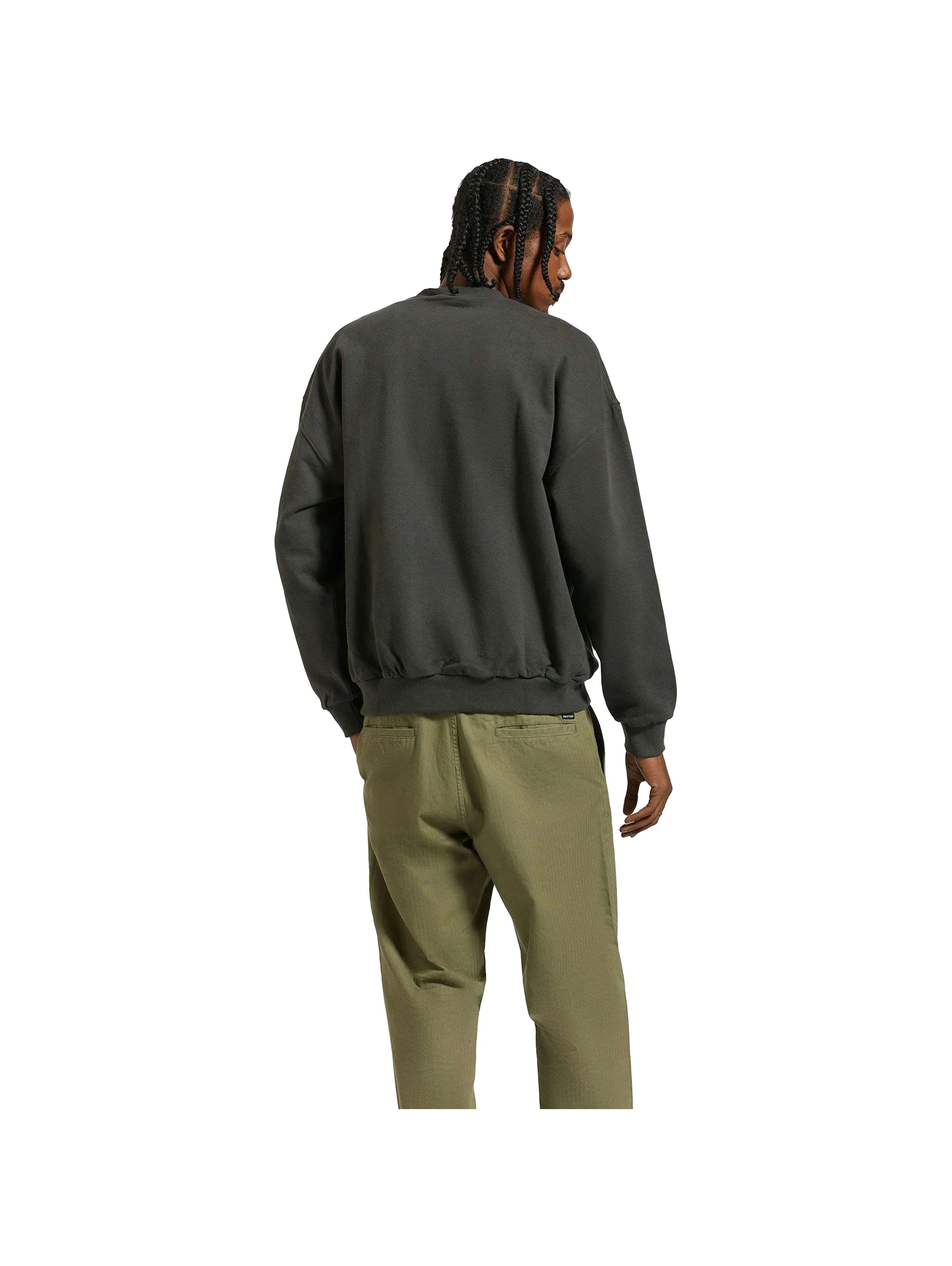 Brixton Embroidered Heavy Weight Crew - Washed Black - Image 3
