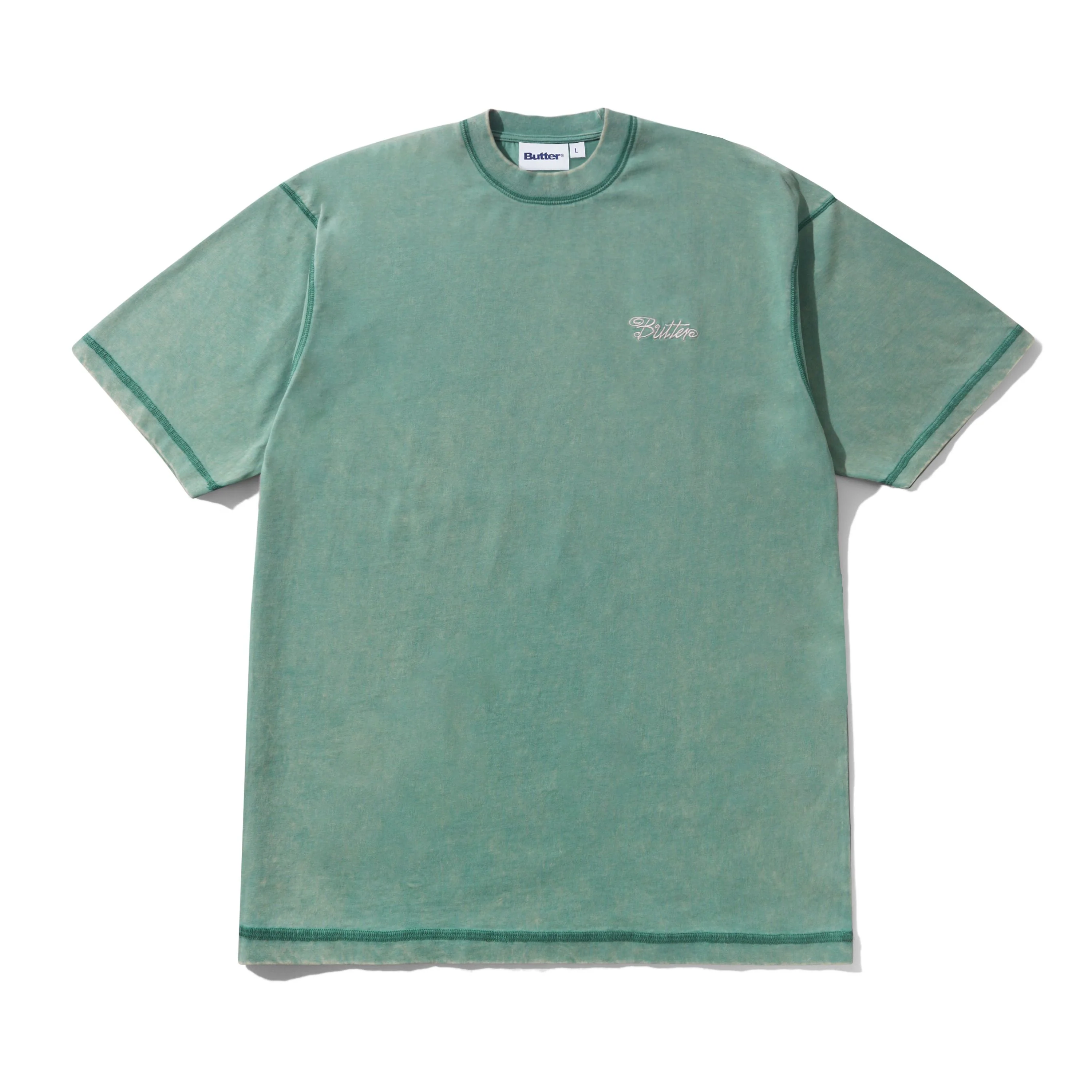 Butter Jive Overlock Stitch Tee - Distressed Jade