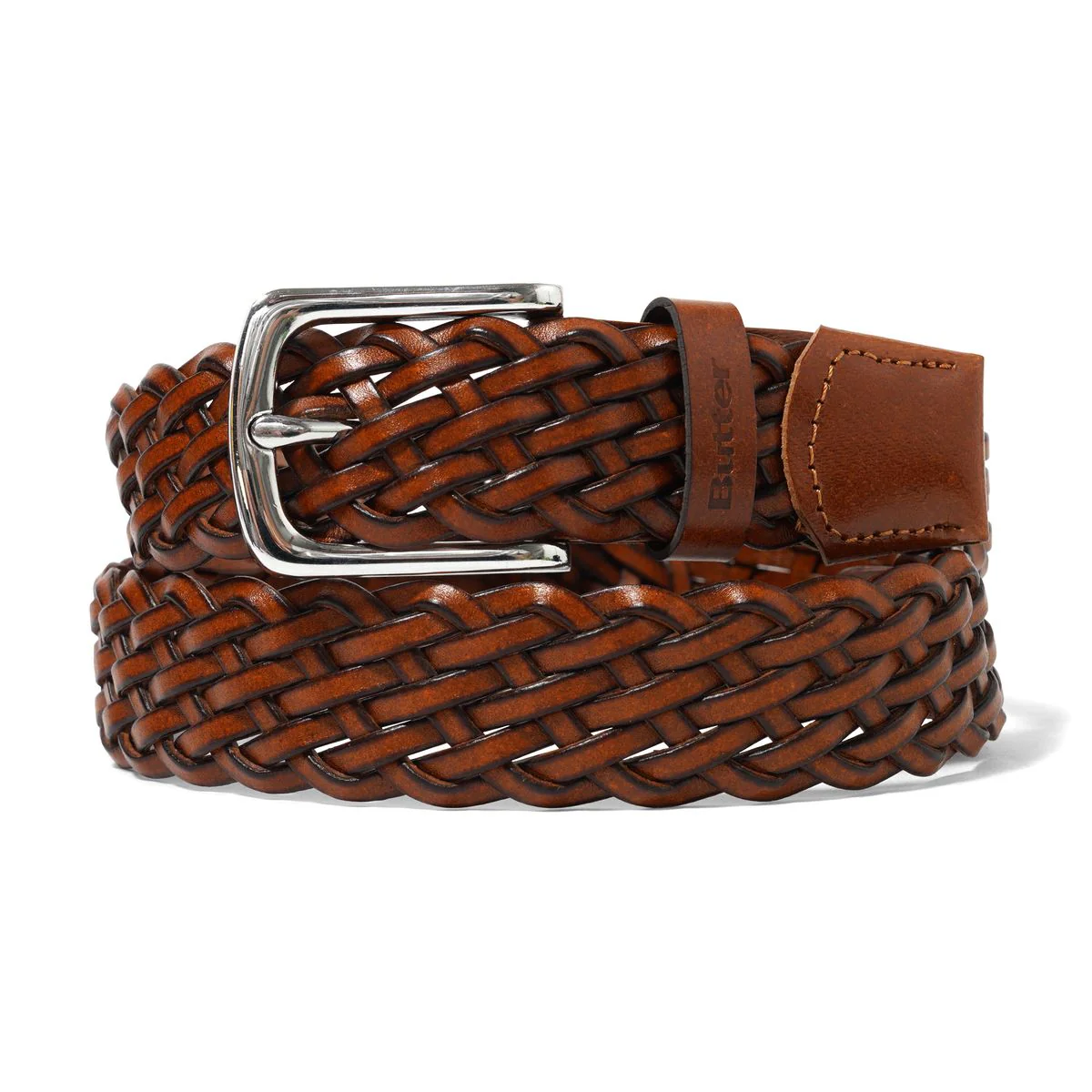 Butter Leather Braided Belt - Brown