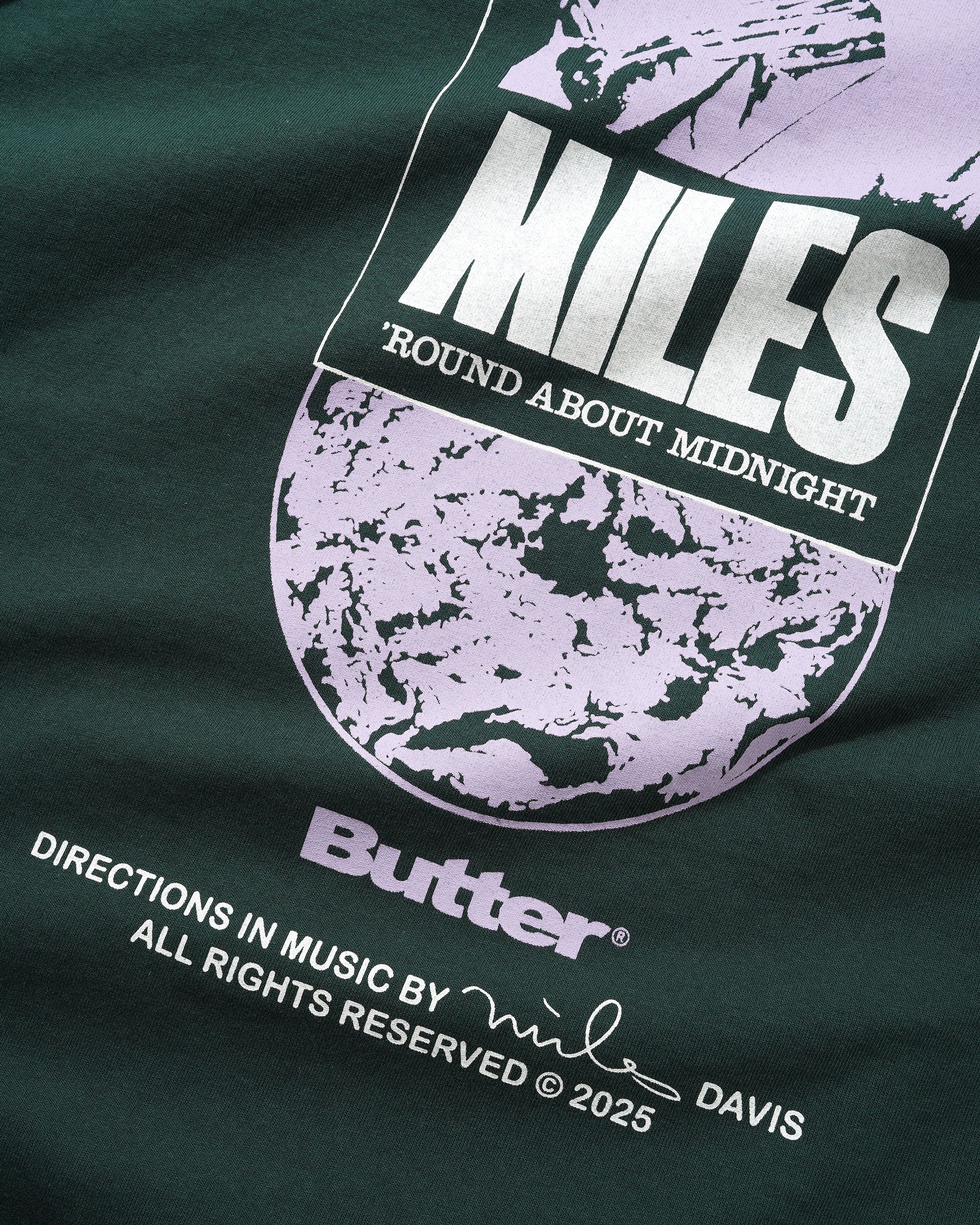 Butter x Miles Davis Round About MIdnight Tee - Dark Forest - Image 4