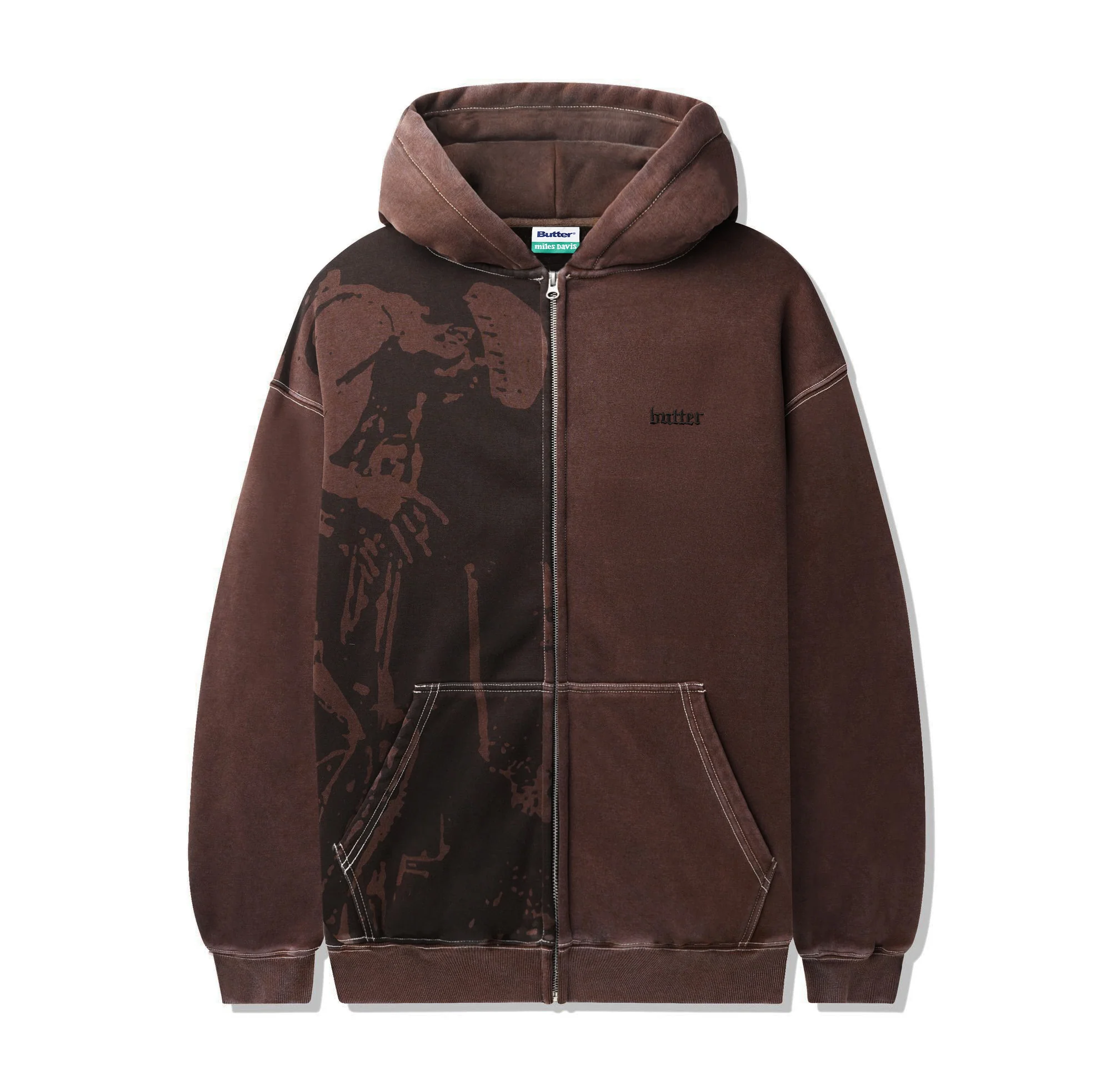 Butter x Miles Davis Thanks Zip Thru Hoody - Brown