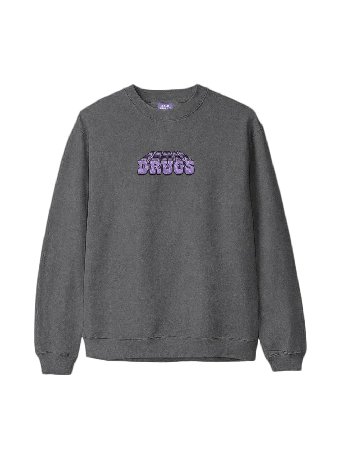Cold World Drug War Over Dyed Embroidered Crew