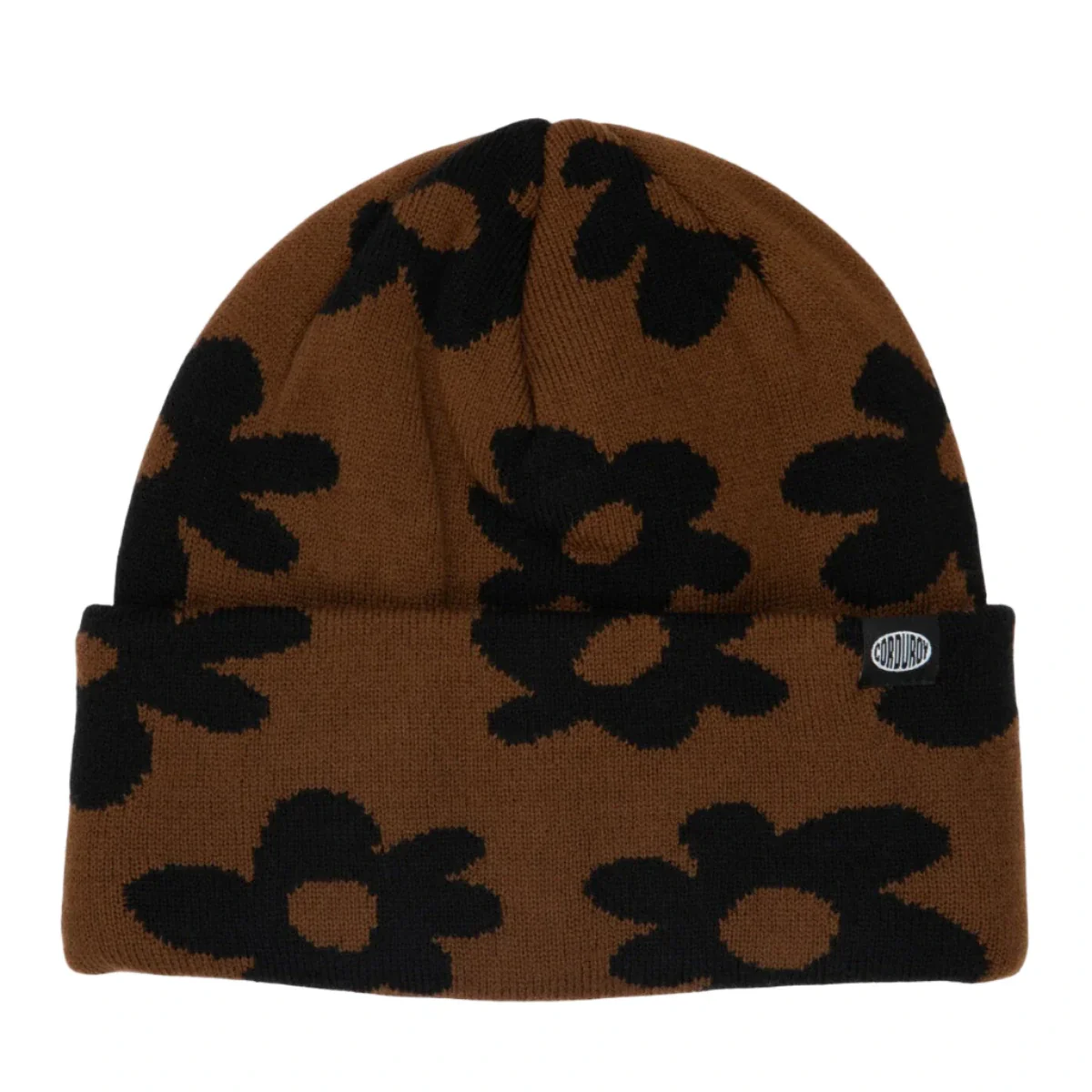 Corduroy Wildflower Beanie - Light Brown