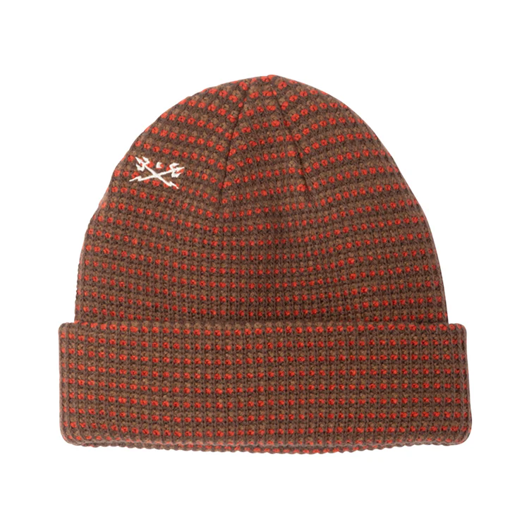 Dark Seas Bateman Beanie - Brown / Red - Image 2