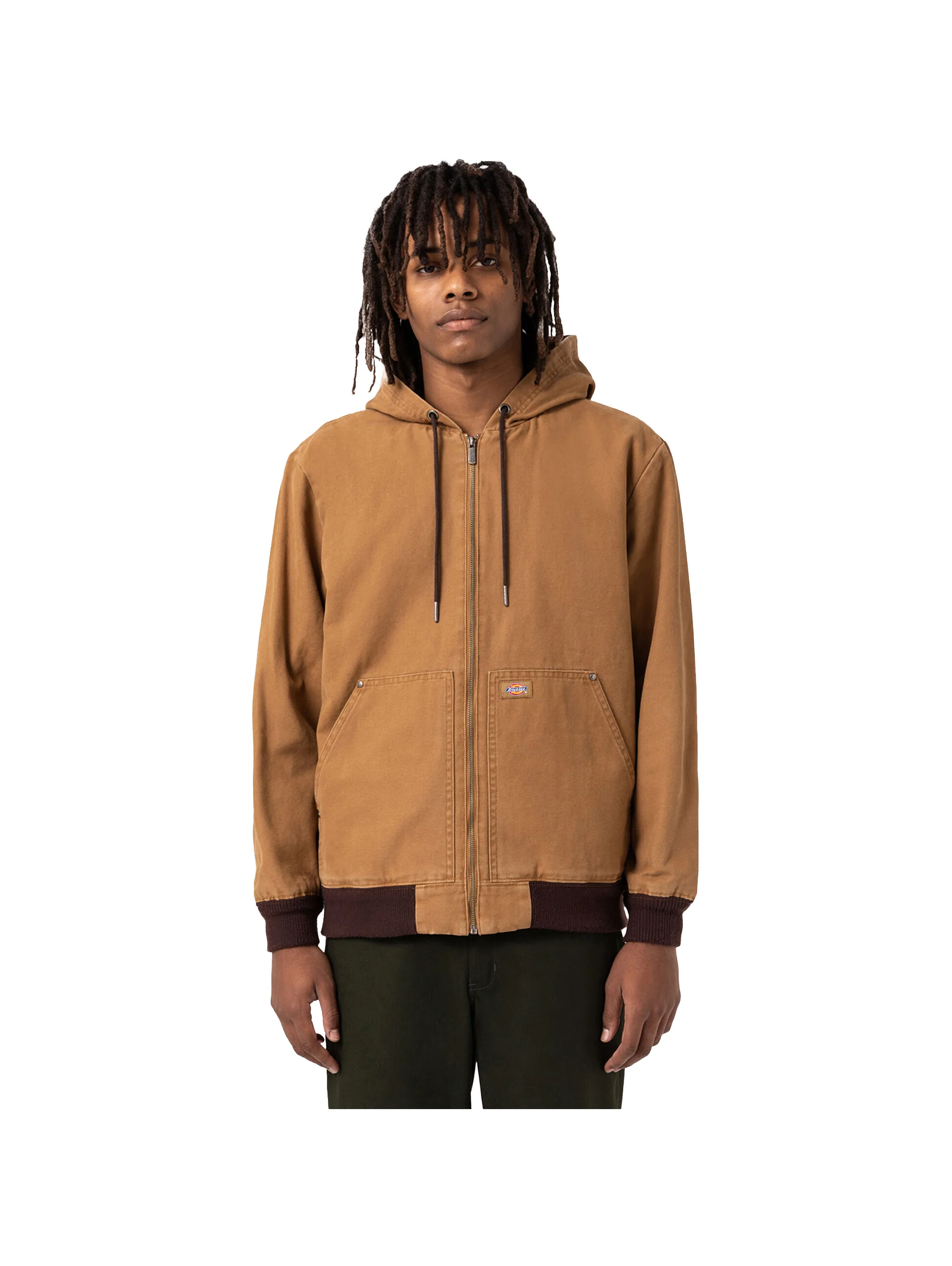 Dickies Hooded Bomber Jacket - Stonewashed Brown Duck