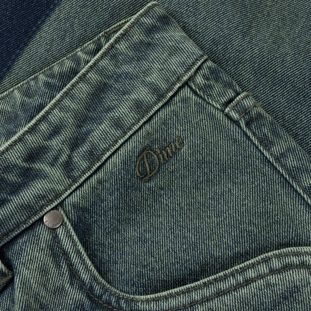 Dime Baggy Denim Pants - Distressed Green - Image 5