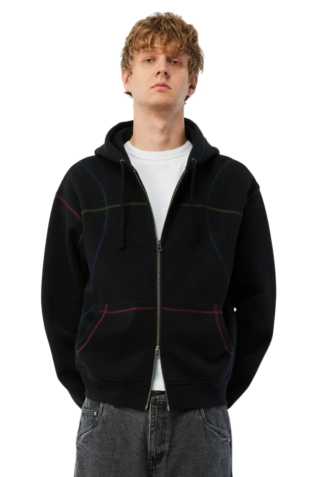 Dime Court Zip Hoodie - Black Multi - Image 2
