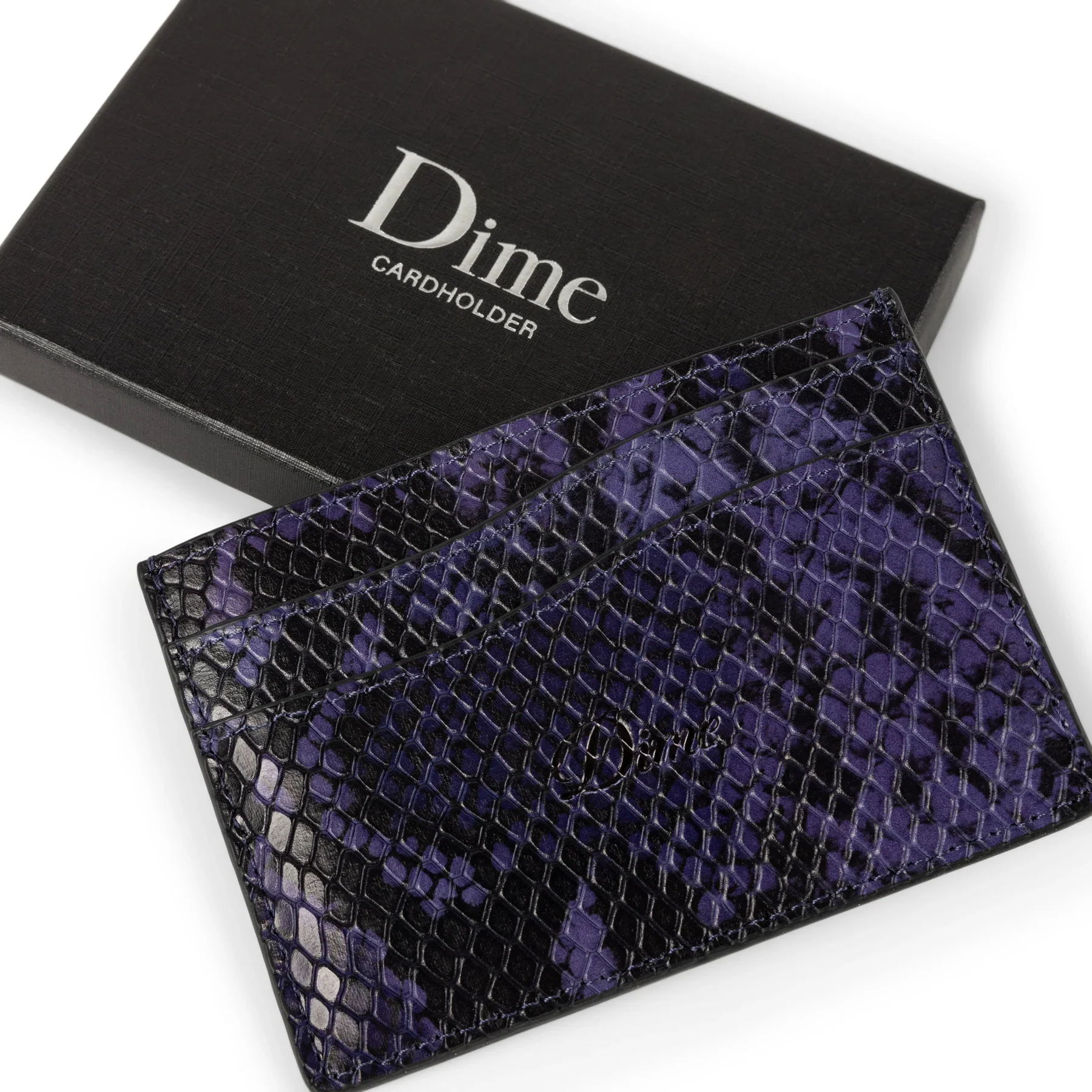Dime Embossed Leather Card Holder - Purple Snake - Image 2