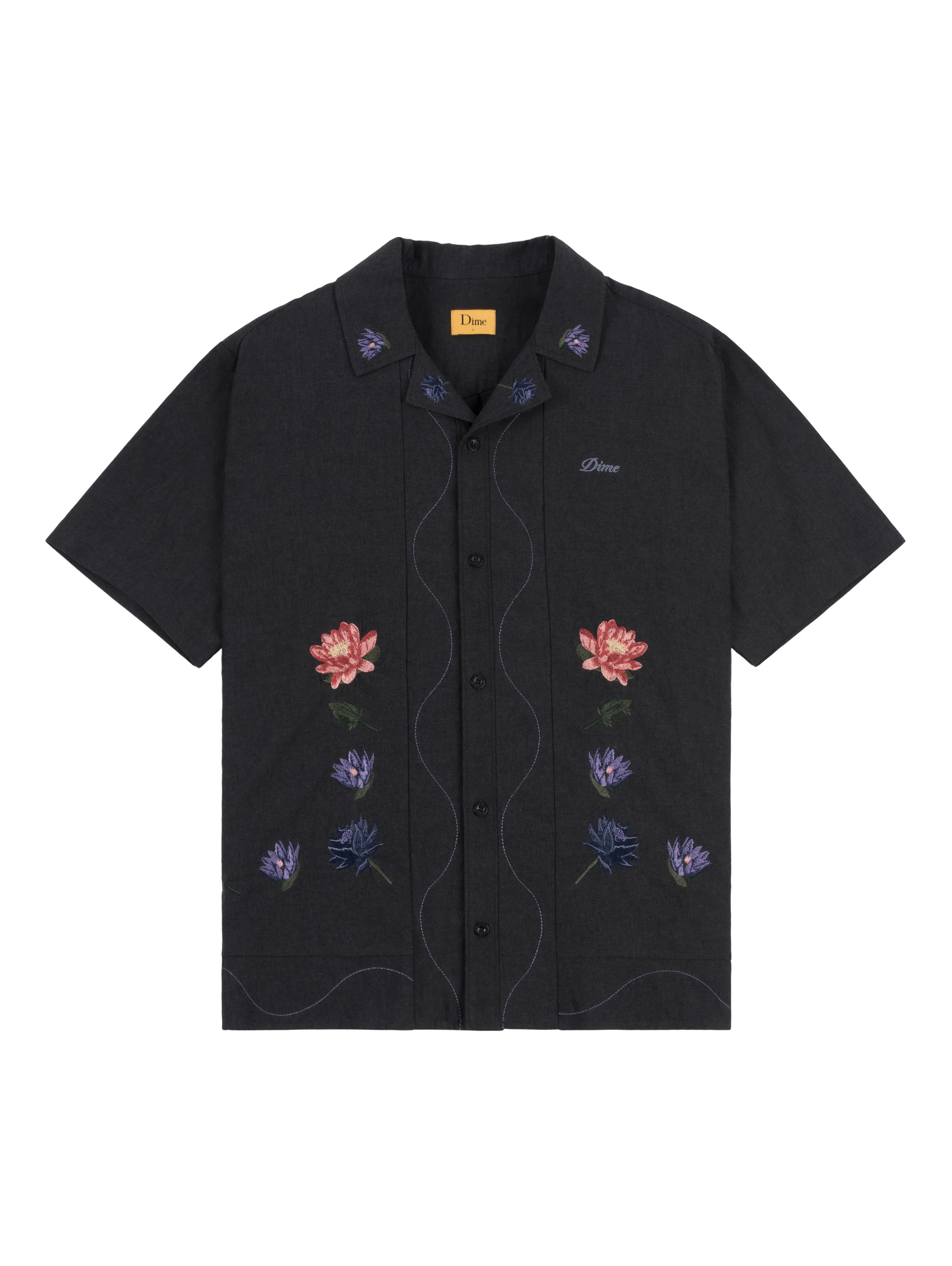 Dime Lotus Button Up SS - Vintage Black