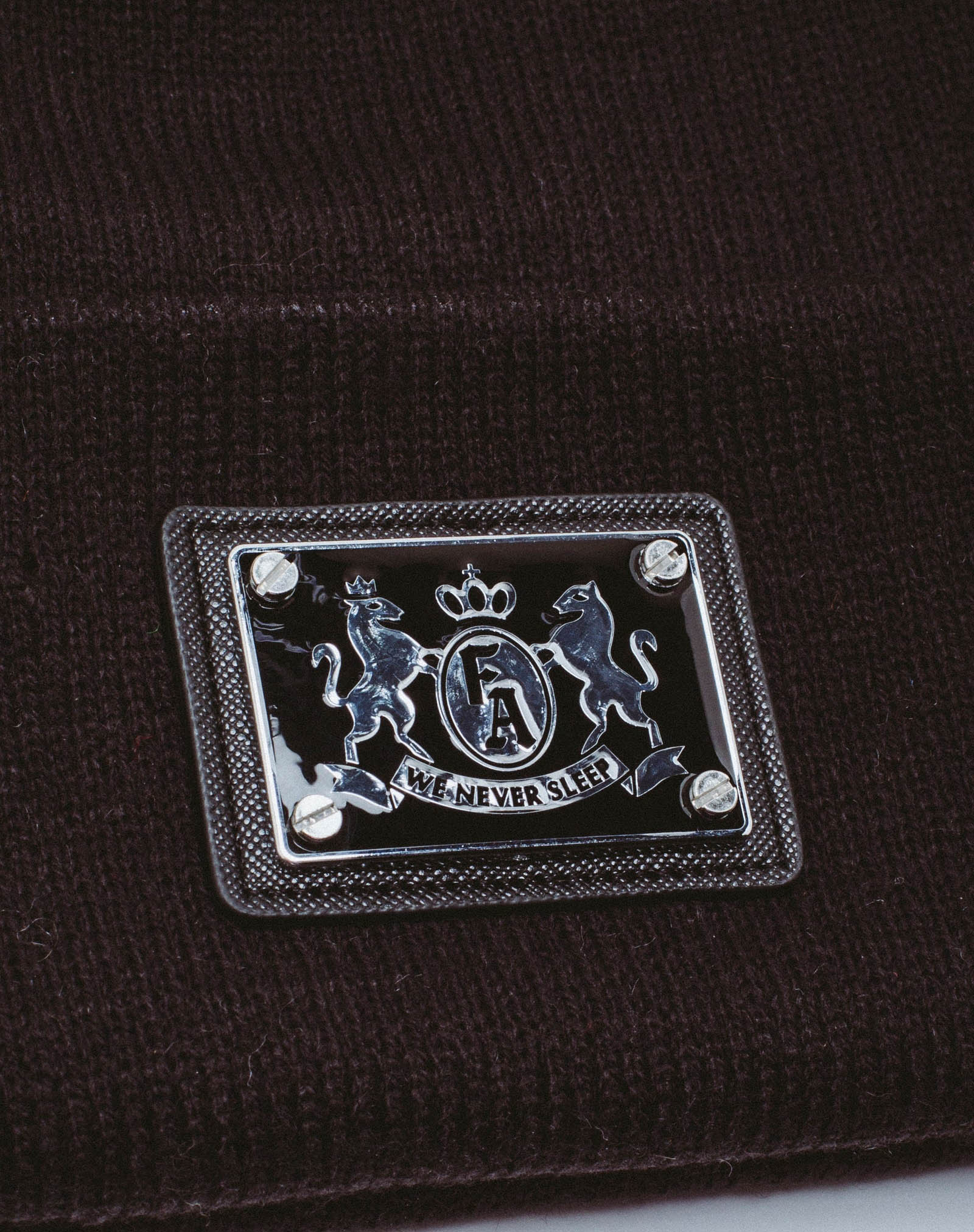 FA Metal Crest Patch Beanie - Black - Image 2