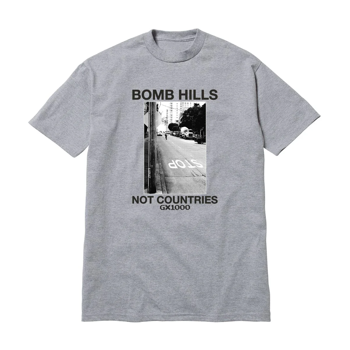 GX1000 Bomb Hills Tee - Heather Grey w/ Black Font