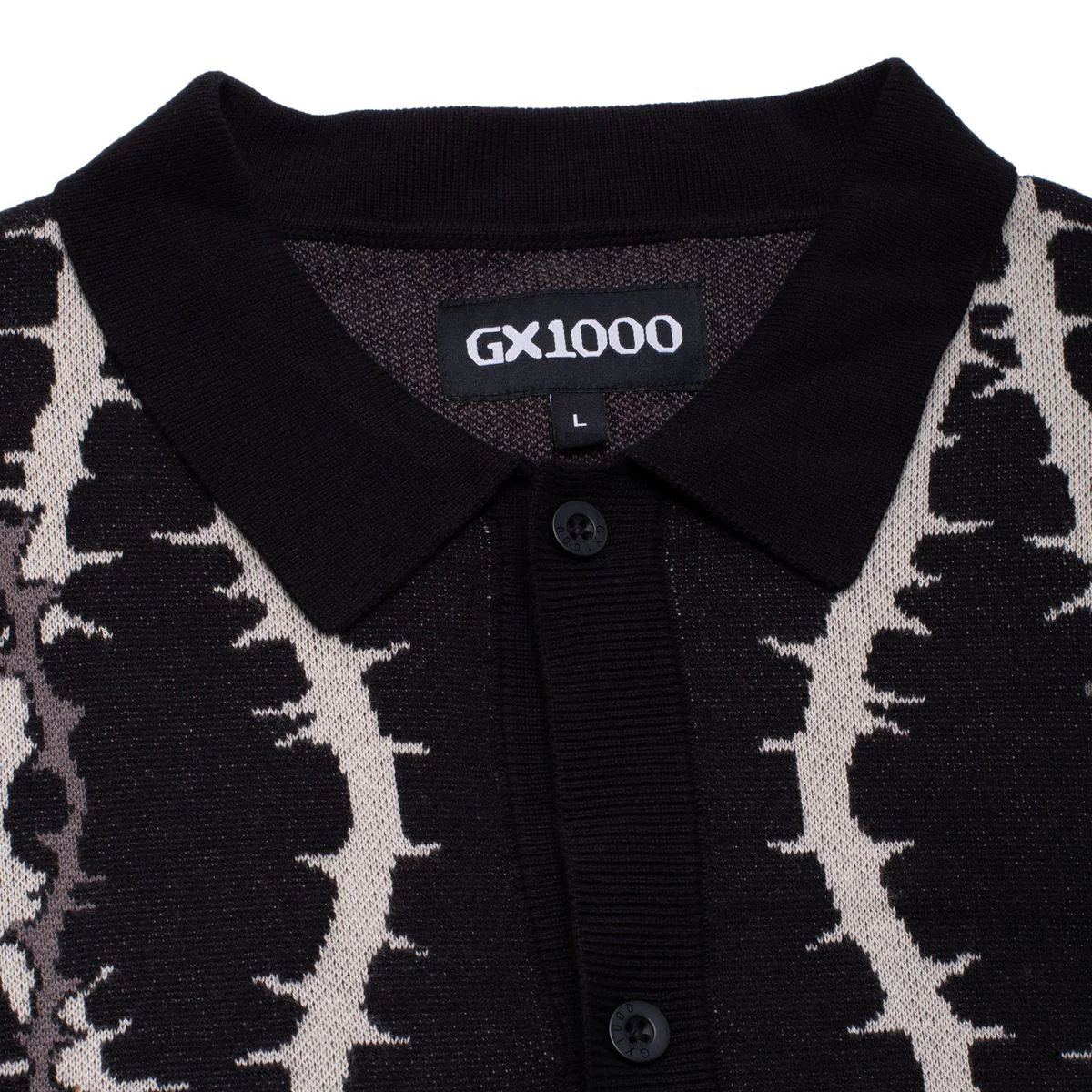 GX1000 Knitted Polo S/S Button Up - Black - Image 3