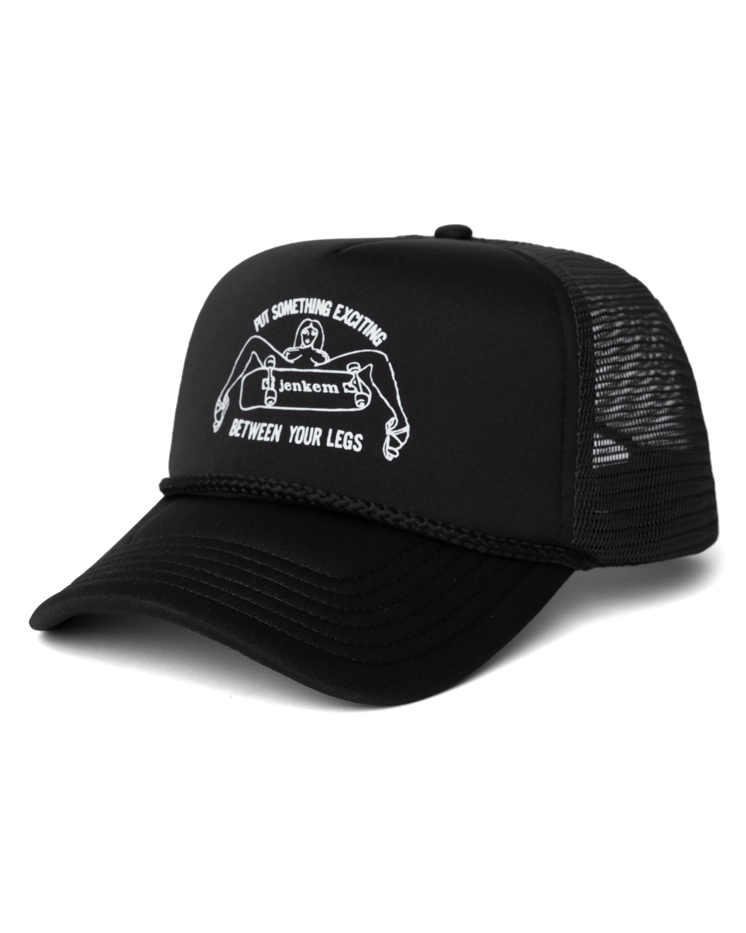Jenkem Legs Trucker Hat - Black / Black