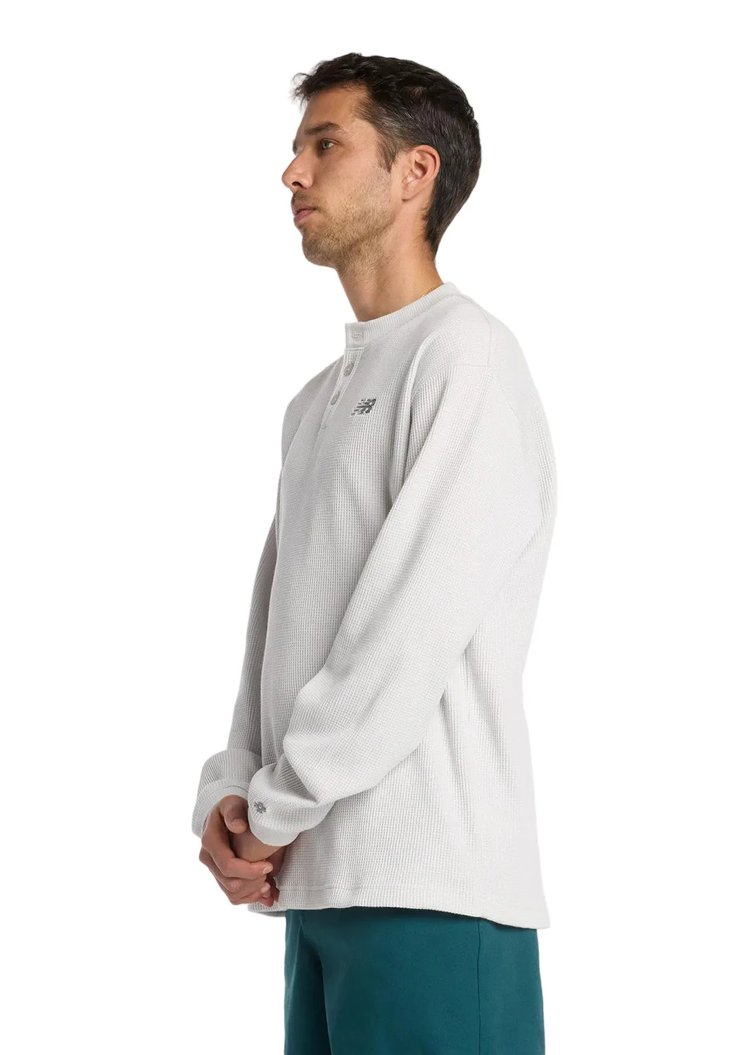 New Balance Numeric Waffle Knit LS Henley - White - Image 4