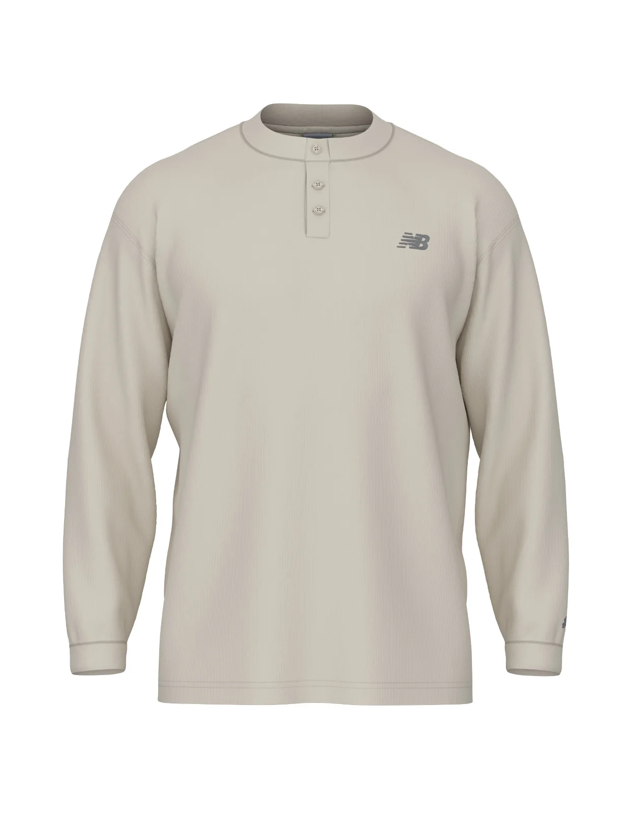 New Balance Waffle Knit Henley Longsleeve - Oatmeal Heather