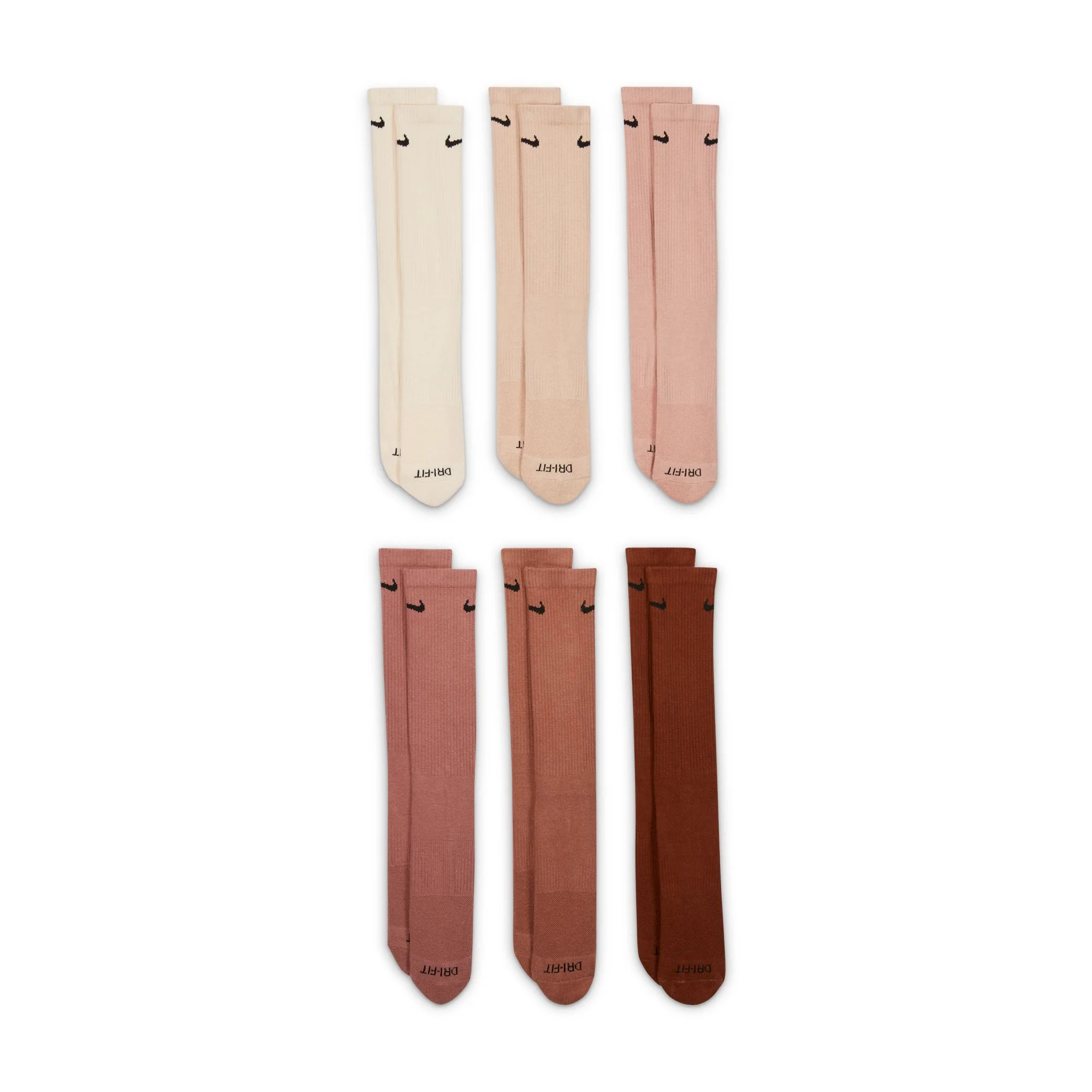 Nike Everyday Plus Crew Sock 6 Pack - Multi Color Tan - Image 2