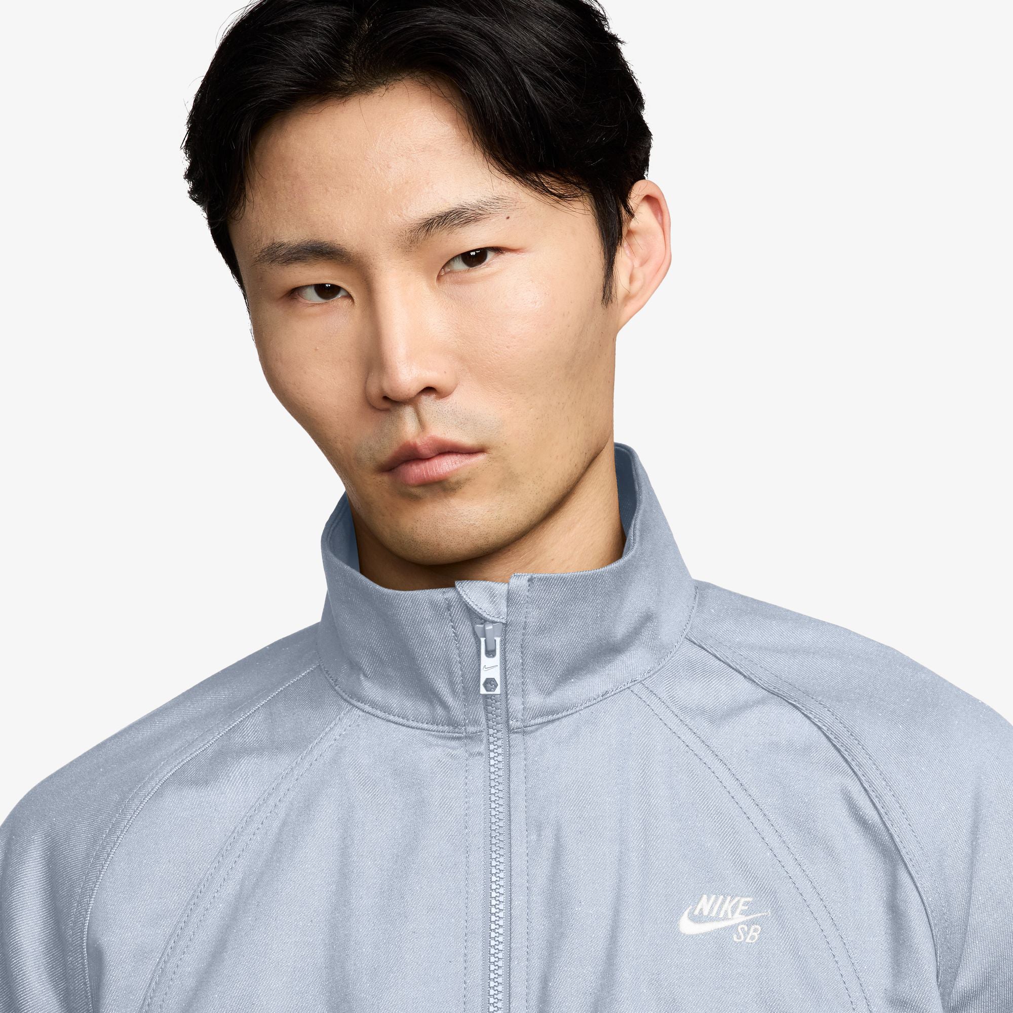 Nike SB Denim Full-Zip Track Jacket - Football Grey / White - Image 3