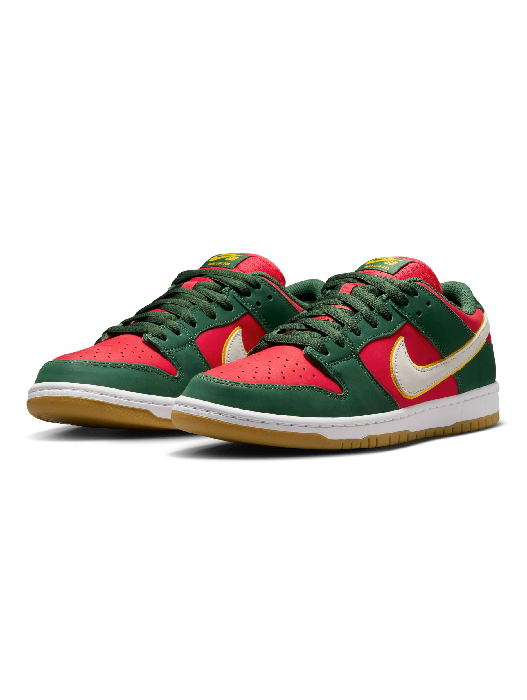 Nike SB Dunk Low Pro Premium - Fir / White / University Gold - Image 2