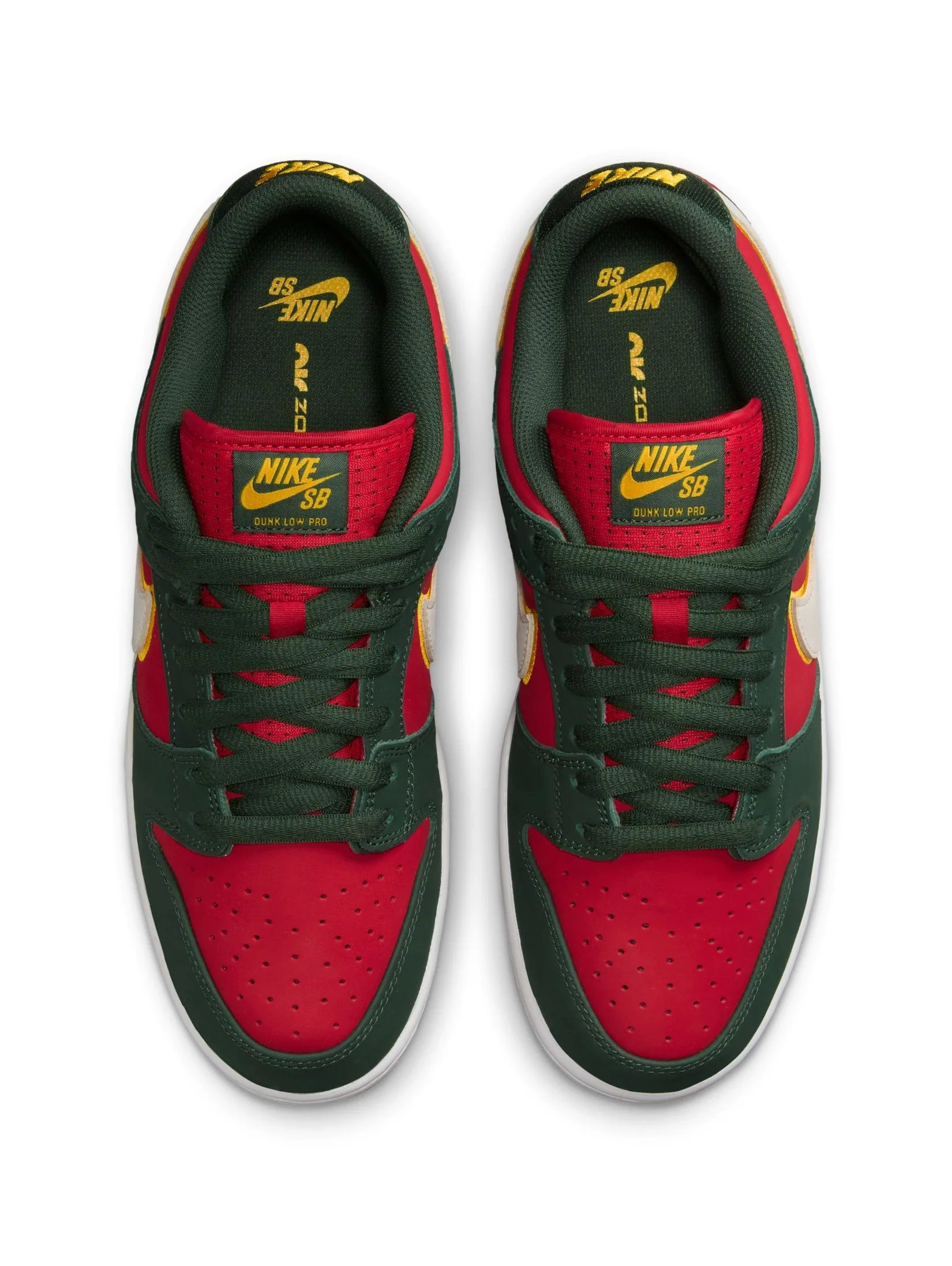 Nike SB Dunk Low Pro Premium - Fir / White / University Gold - Image 3