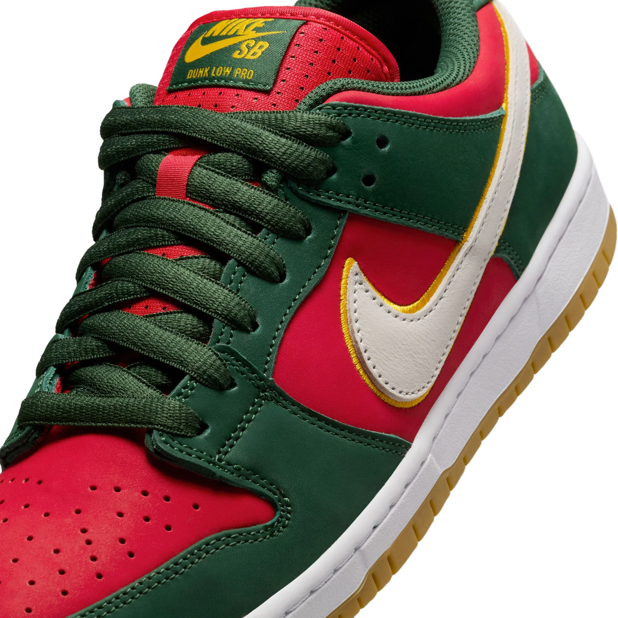 Nike SB Dunk Low Pro Premium - Fir / White / University Gold - Image 6