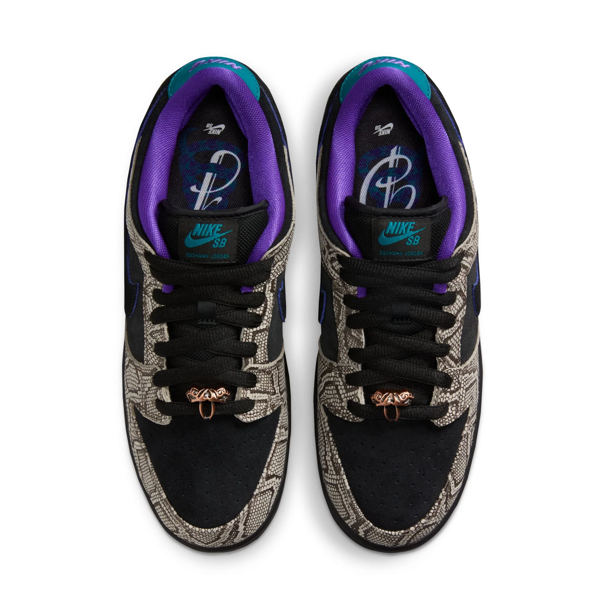 Nike SB x Dashawn Jordan Dunk Low Pro - String Black / Bright Spruce / Fierce Purple - Image 3