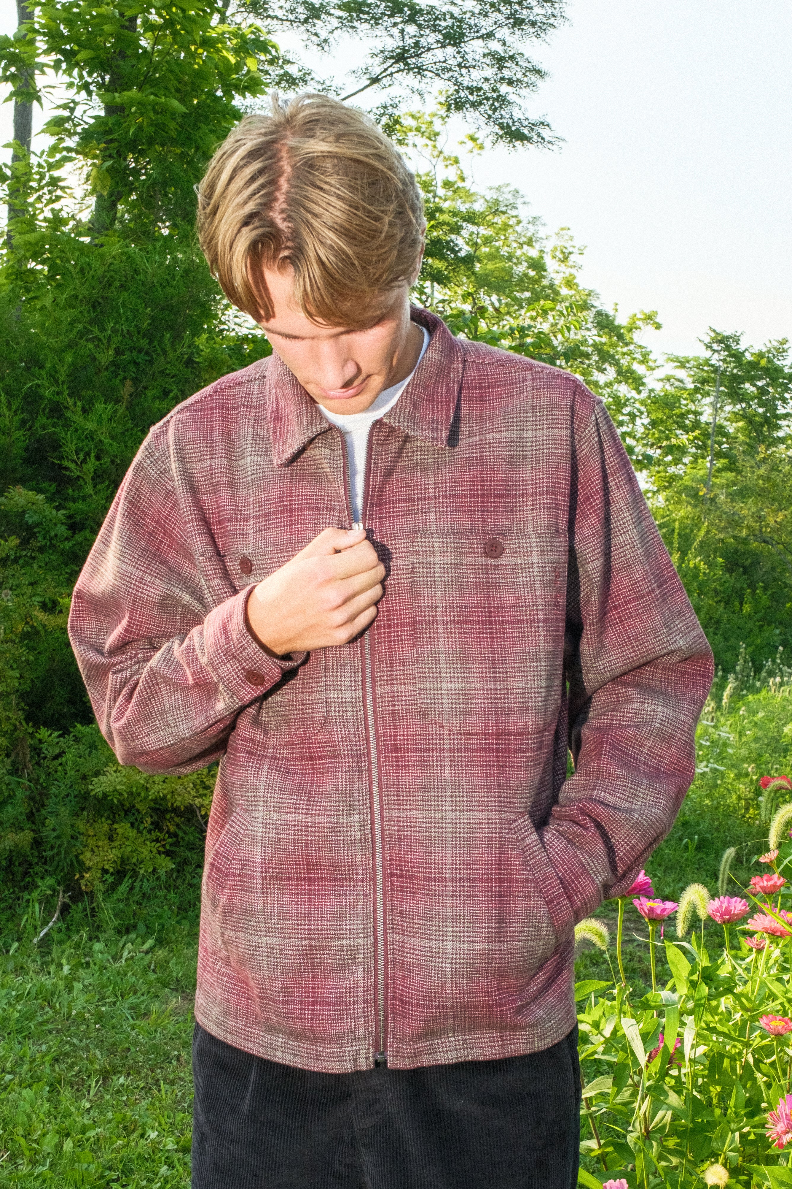 Quasi Grain Full Zip Shirt Jacket - Red - Image 2