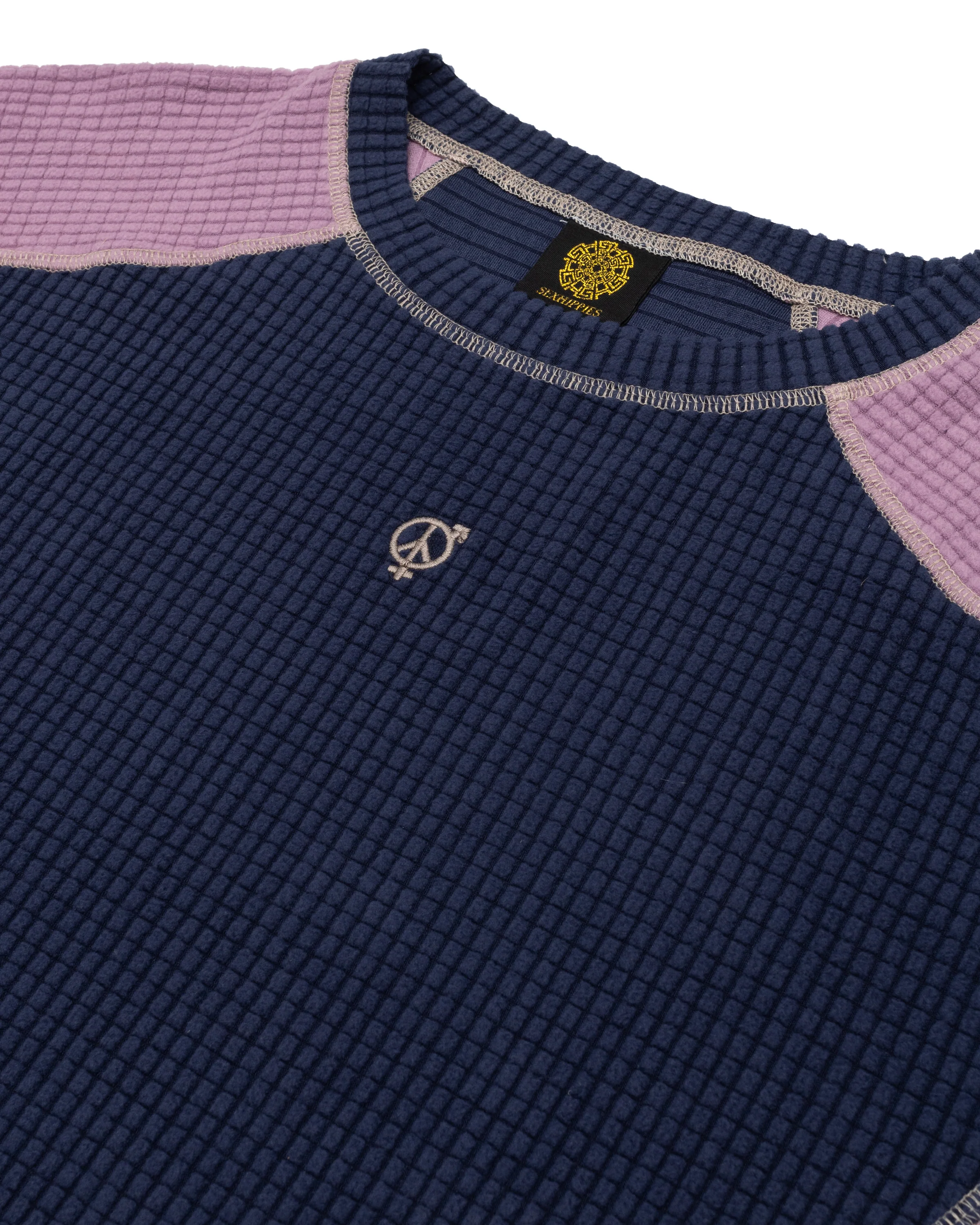 Sexhippies Grid Fleece - Navy / Lilac - Image 3