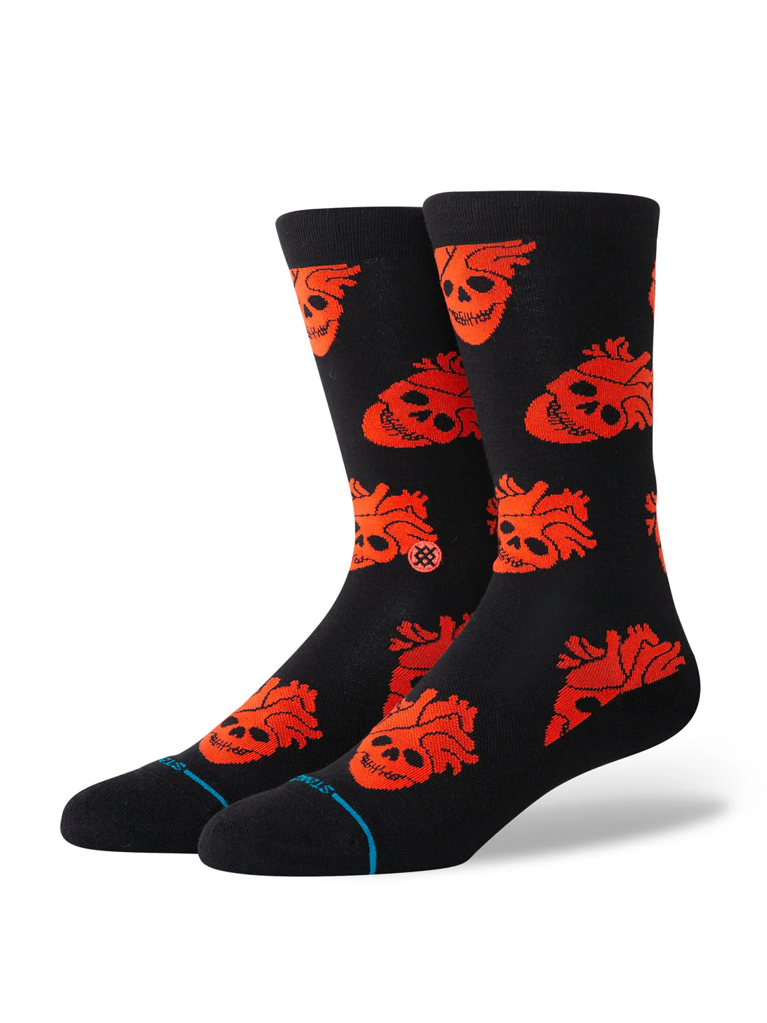 Stance Fallin in Skull Crew Sock - Black