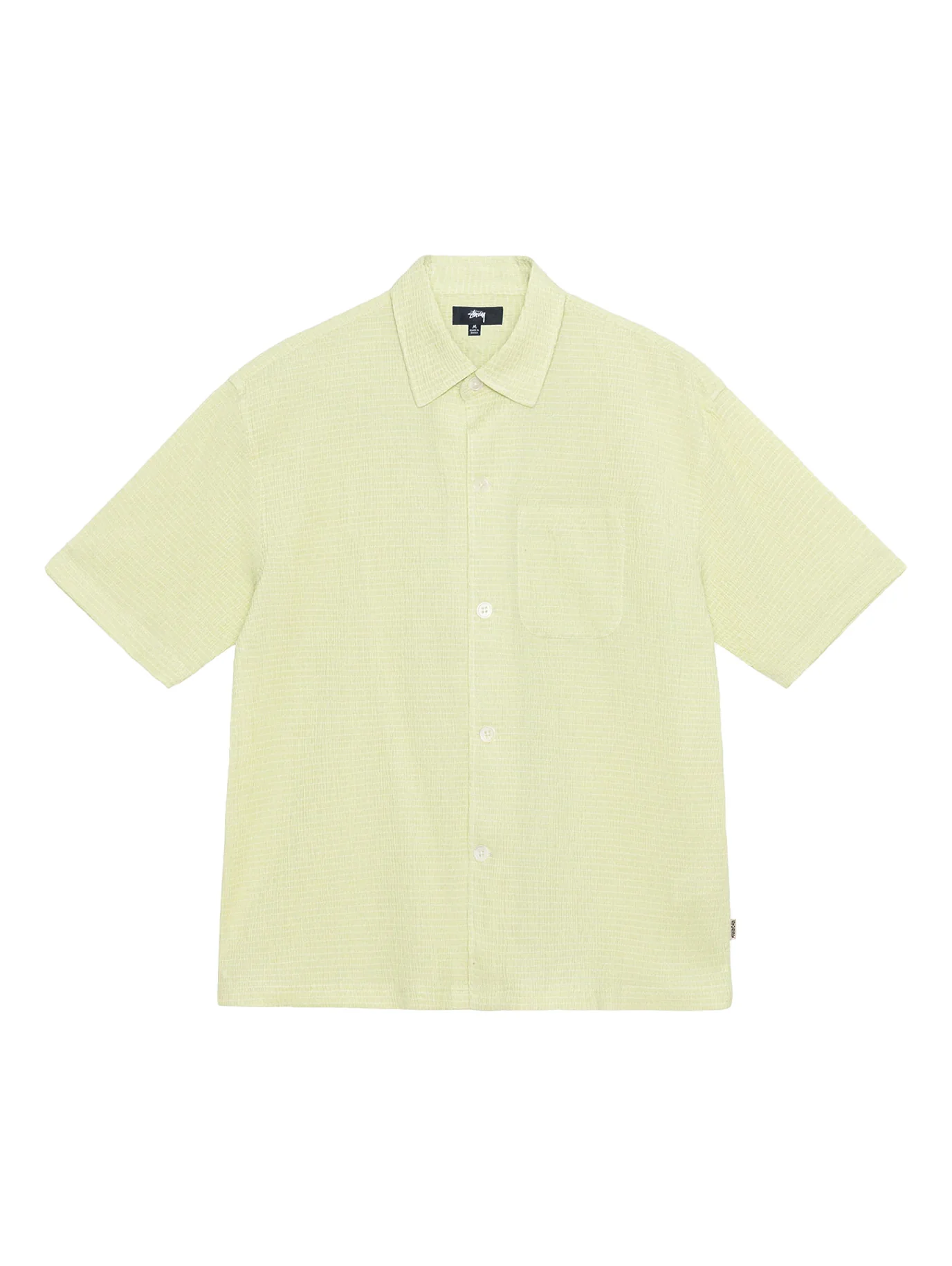 Stussy Boxy Flat Hem Crinkled Shirt - Lime