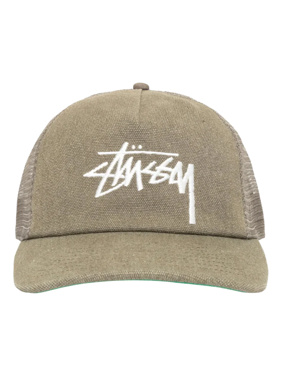 Stussy Mid Depth Big Stock Mesh Cap - Army Green