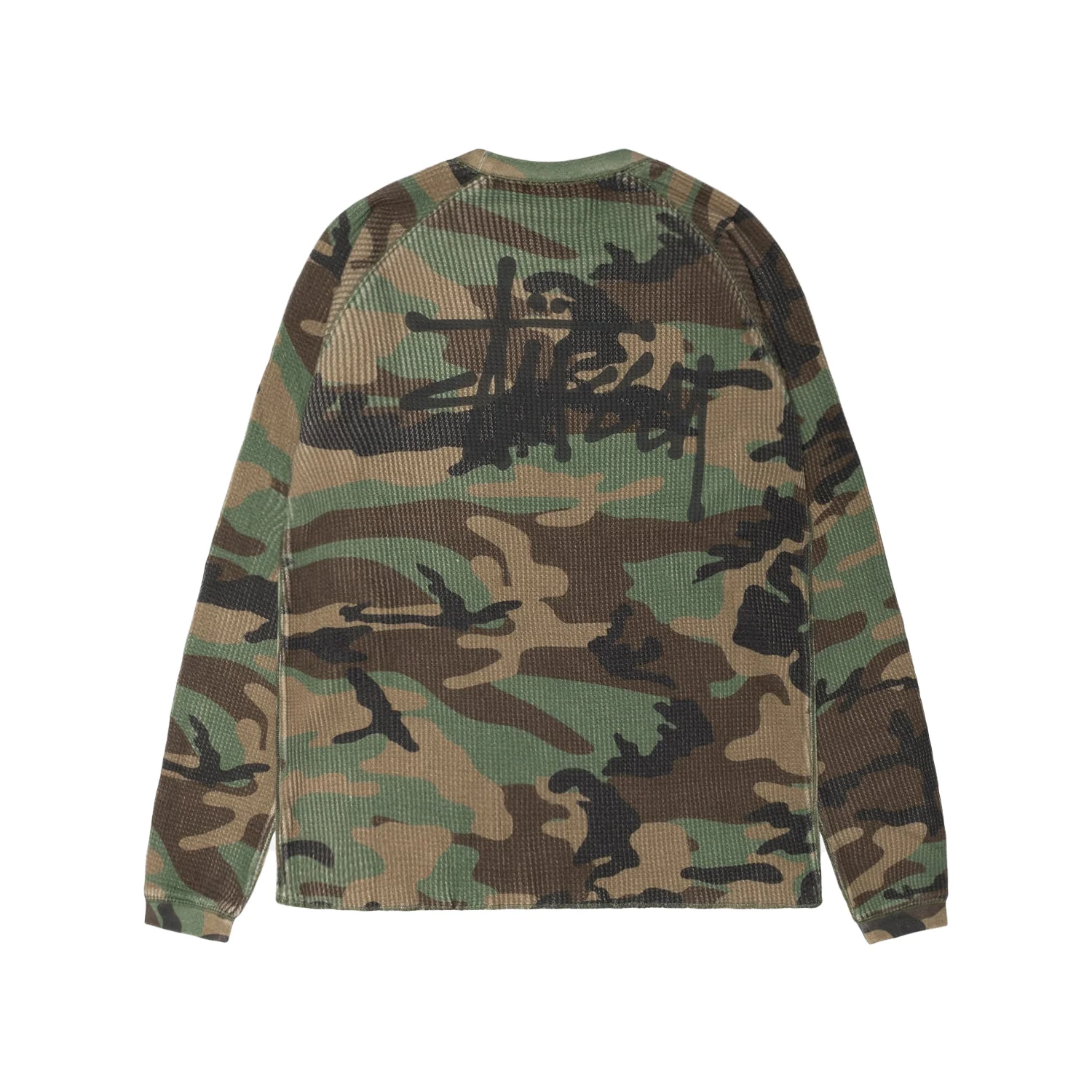 Stussy Raglan Thermal Basic Stock - Woodland Camo - Image 2