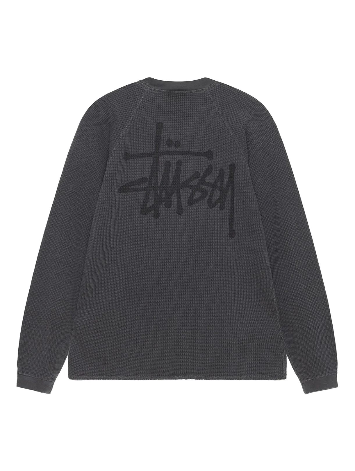 Stussy Raglan Thermal LS Crew - Washed Black