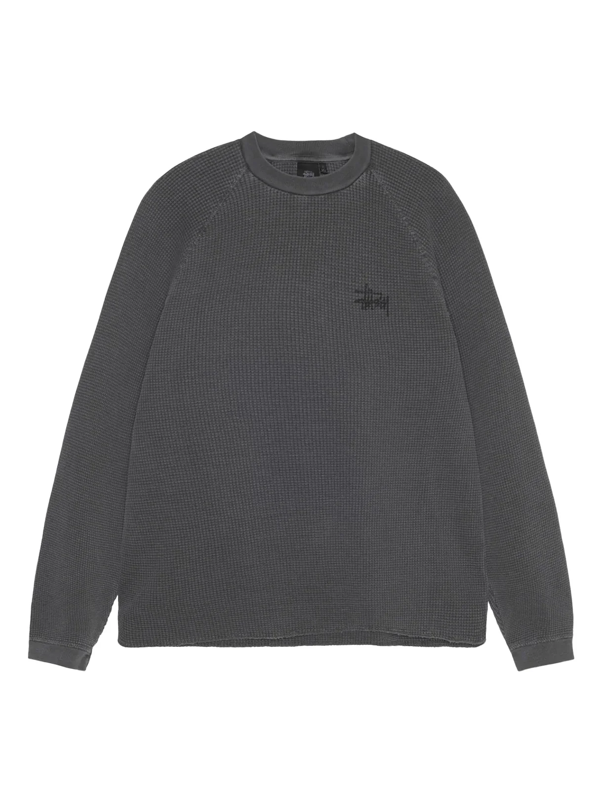 Stussy Raglan Thermal LS Crew - Washed Black - Image 2