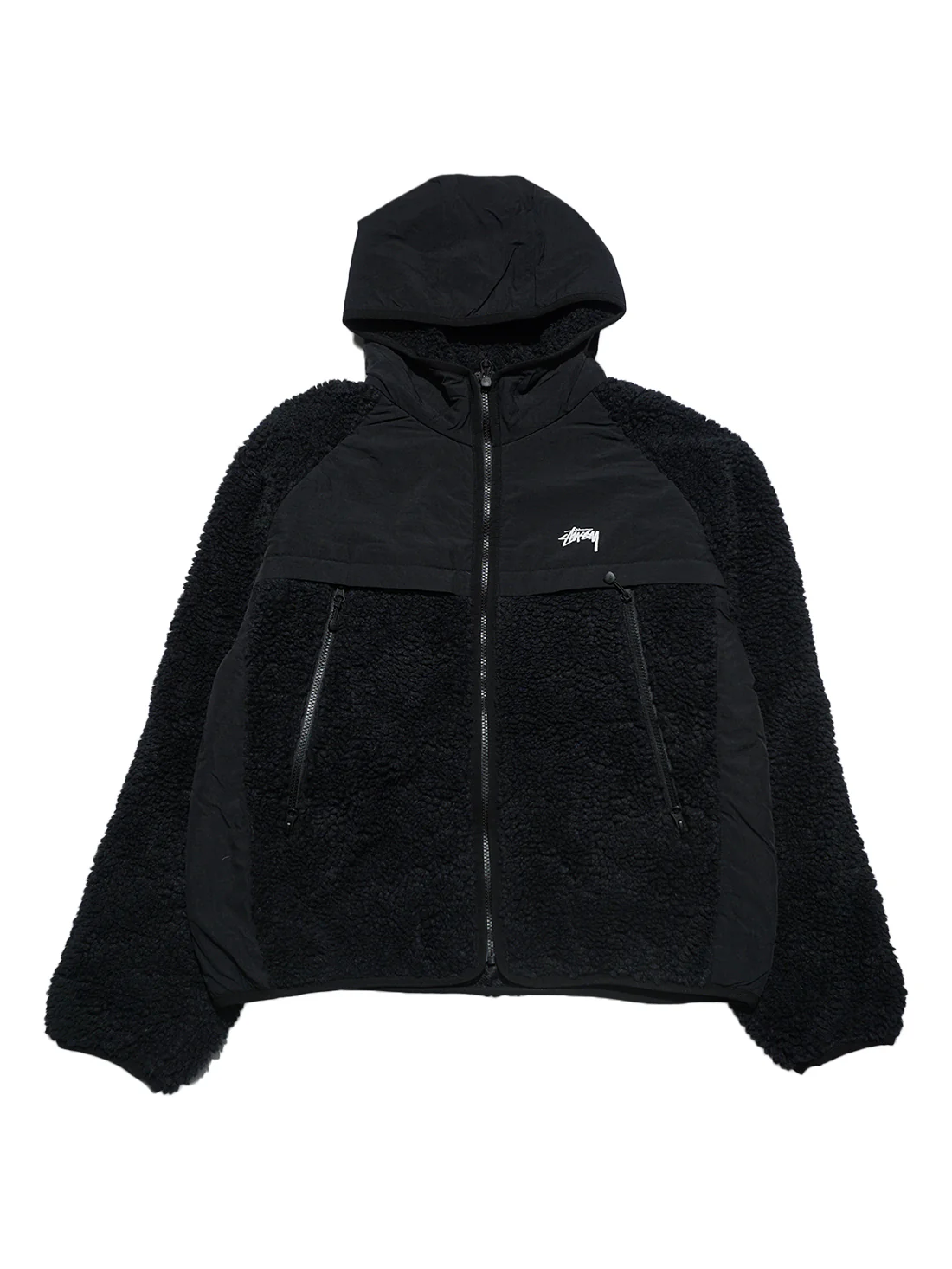 Stussy Sherpa Paneled Hooded Jacket - Black
