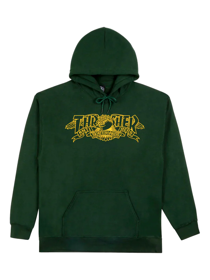 Thrasher x Antihero Mag Banner Hoodie - Forest Green