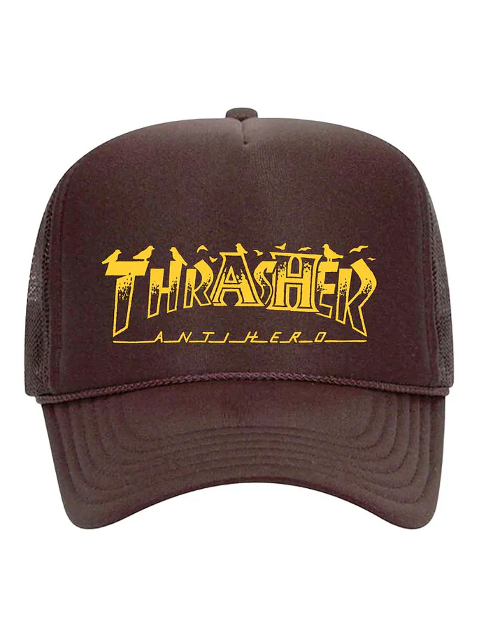 Thrasher x Antihero Pigeon Mag Trucker - Brown