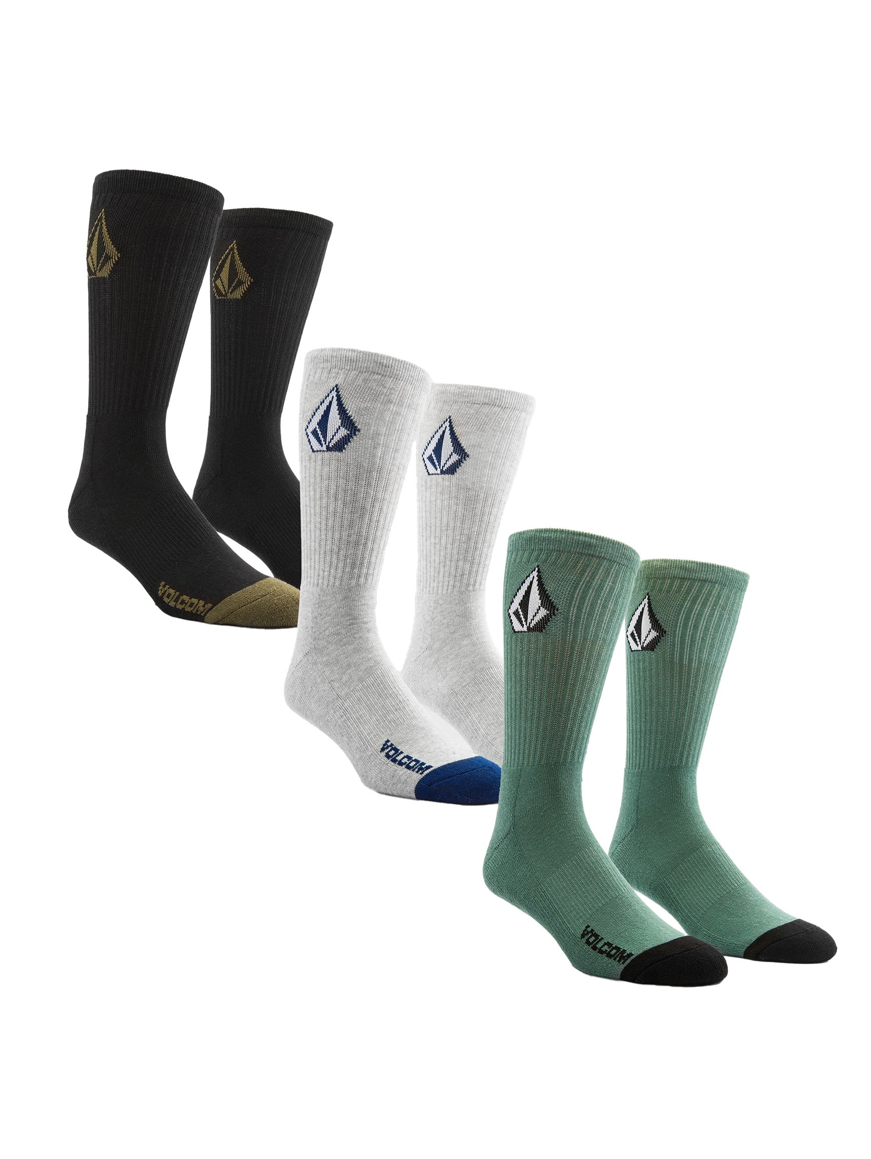 Volcom Full Stone Sock 3 Pack - Petrol